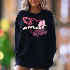 "Amour" | Artistic Sketch Heart Unisex Adult Sweatshirt | Romantic Lifestyle