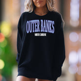 "OUTER BANKS NORTH CAROLINA" | Retro Beach Typography Unisex Adult Sweatshirt | Coastal Lifestyle