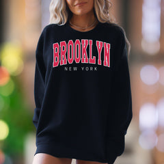 "BROOKLYN NEW YORK" | Retro Bold Typography Unisex Adult Sweatshirt | City Pride