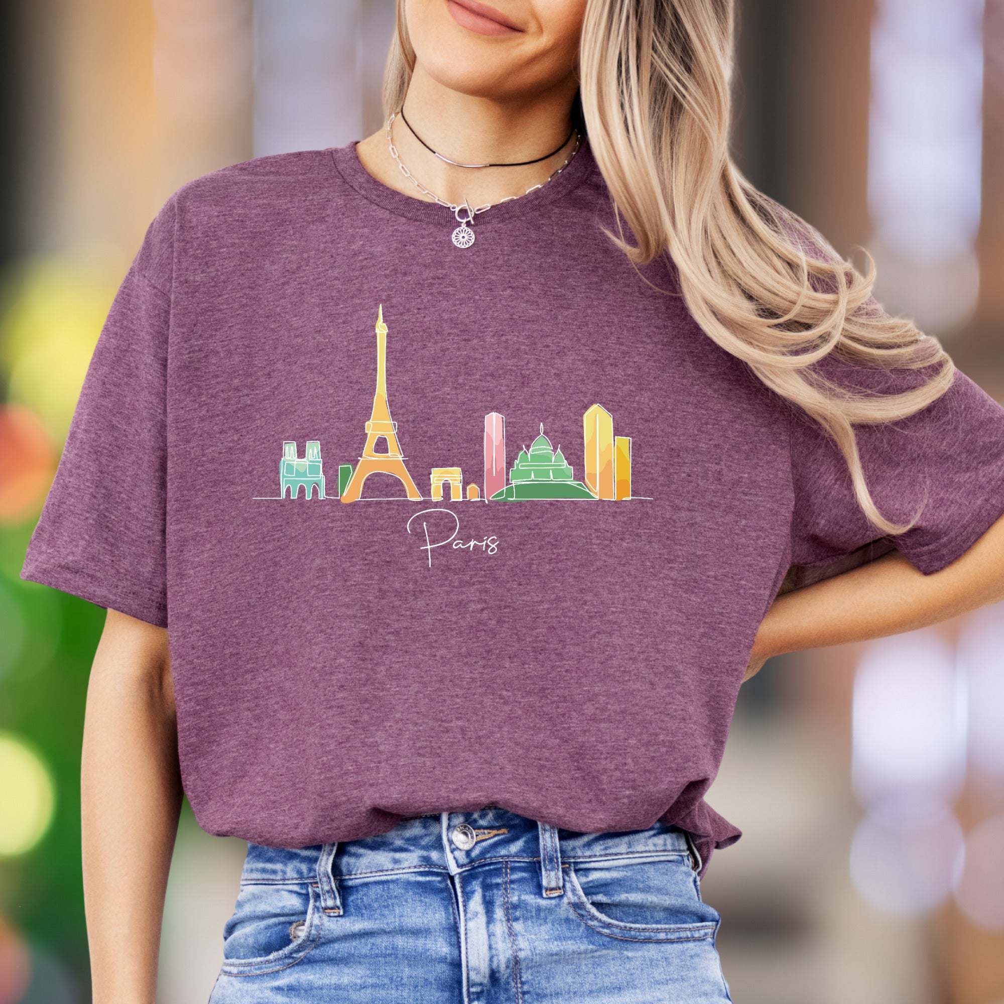 "Paris" | Minimal Skyline Unisex Adult T-Shirt | Travel & City Lifestyle