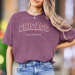 "CHICAGO ILLINOIS" | Retro Typography Unisex Adult T-Shirt | City Pride Apparel