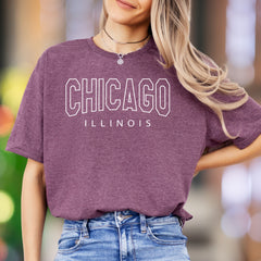 "Chicago Illinois" | Modern City Typography Unisex Adult T-Shirt | Local Pride Apparel
