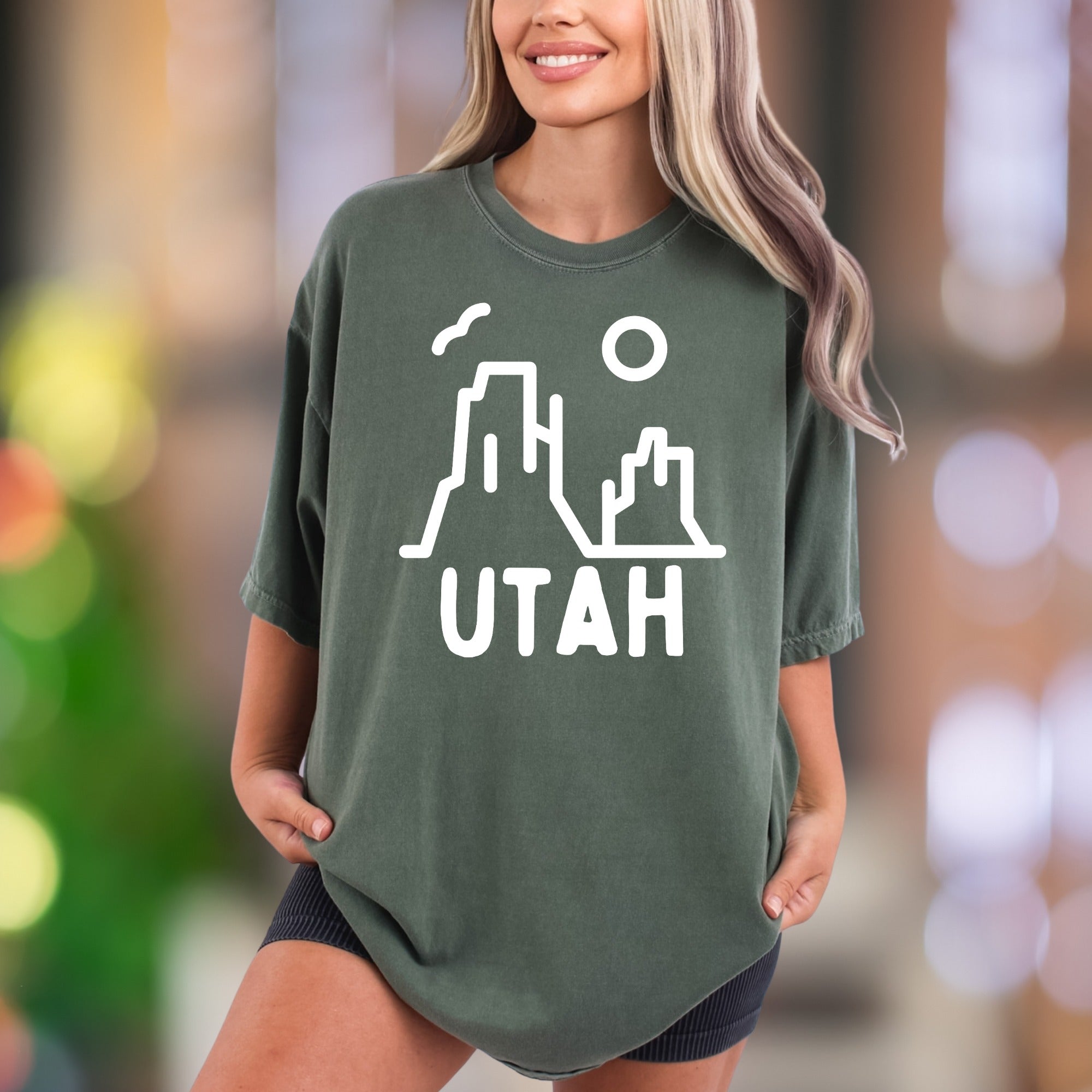 “UTAH” Minimalist Mountain Graphic | Comfort Colors Unisex Adult T-Shirt | Rustic Travel Style