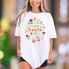 "Happy Easter Day" | Comfort Colors Unisex Adult T-Shirt | Festive Spring Celebration Tee
