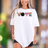 "VOTE" | Comfort Colors Unisex Adult T-Shirt | Empowering Rainbow Graphic Tee