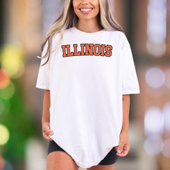 "ILLINOIS" | Comfort Colors Unisex Adult T-Shirt | Retro College Style