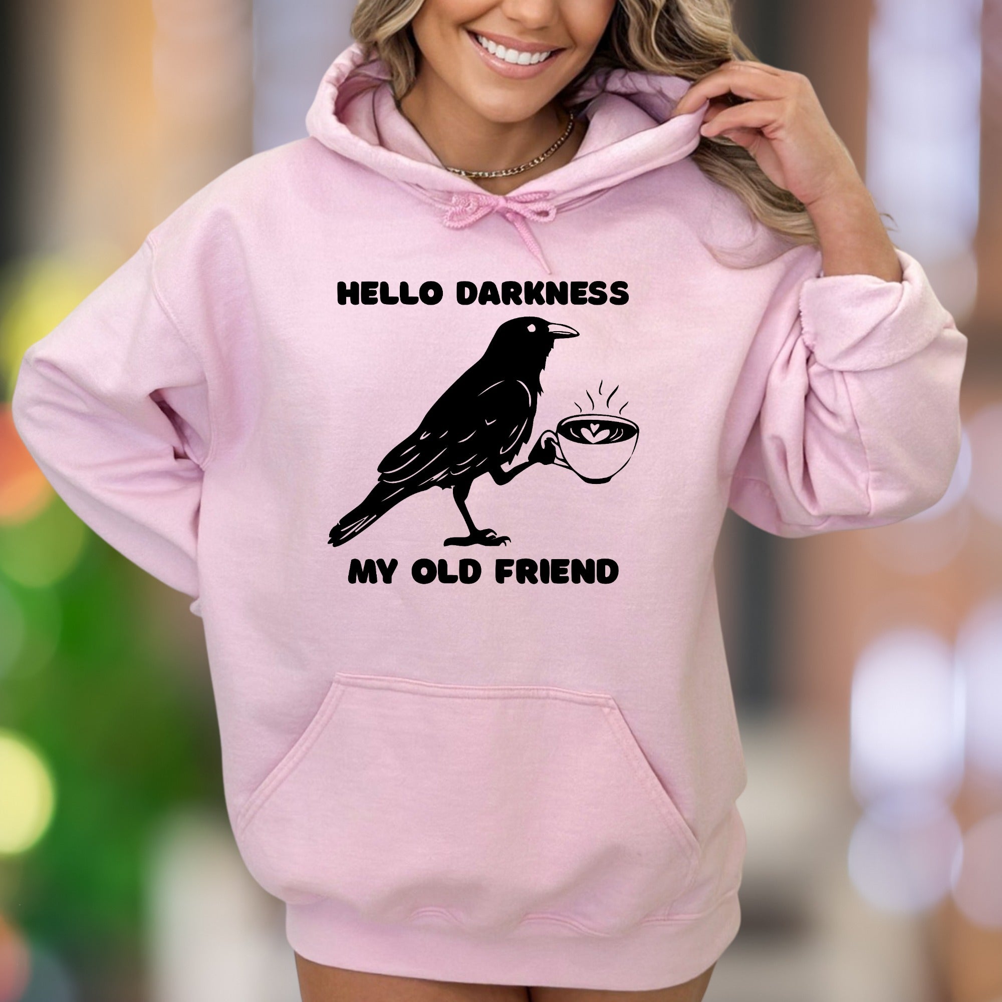 "Hello Darkness My Old Friend" | Funny Retro Unisex Adult Hoodie | Witty Lifestyle Apparel