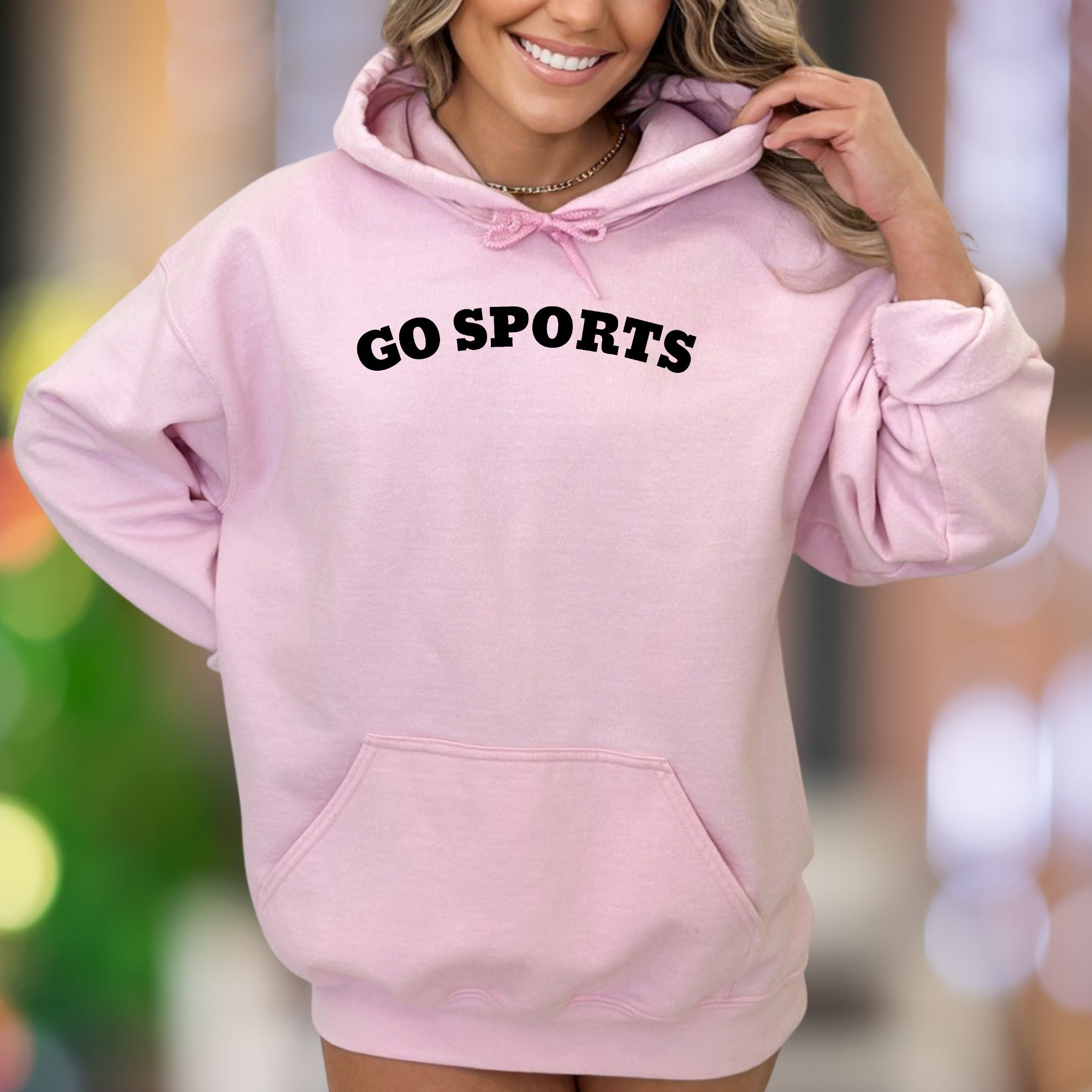 "Go Sports" | Bold Typography Unisex Adult Hoodie | Casual Lifestyle Humor