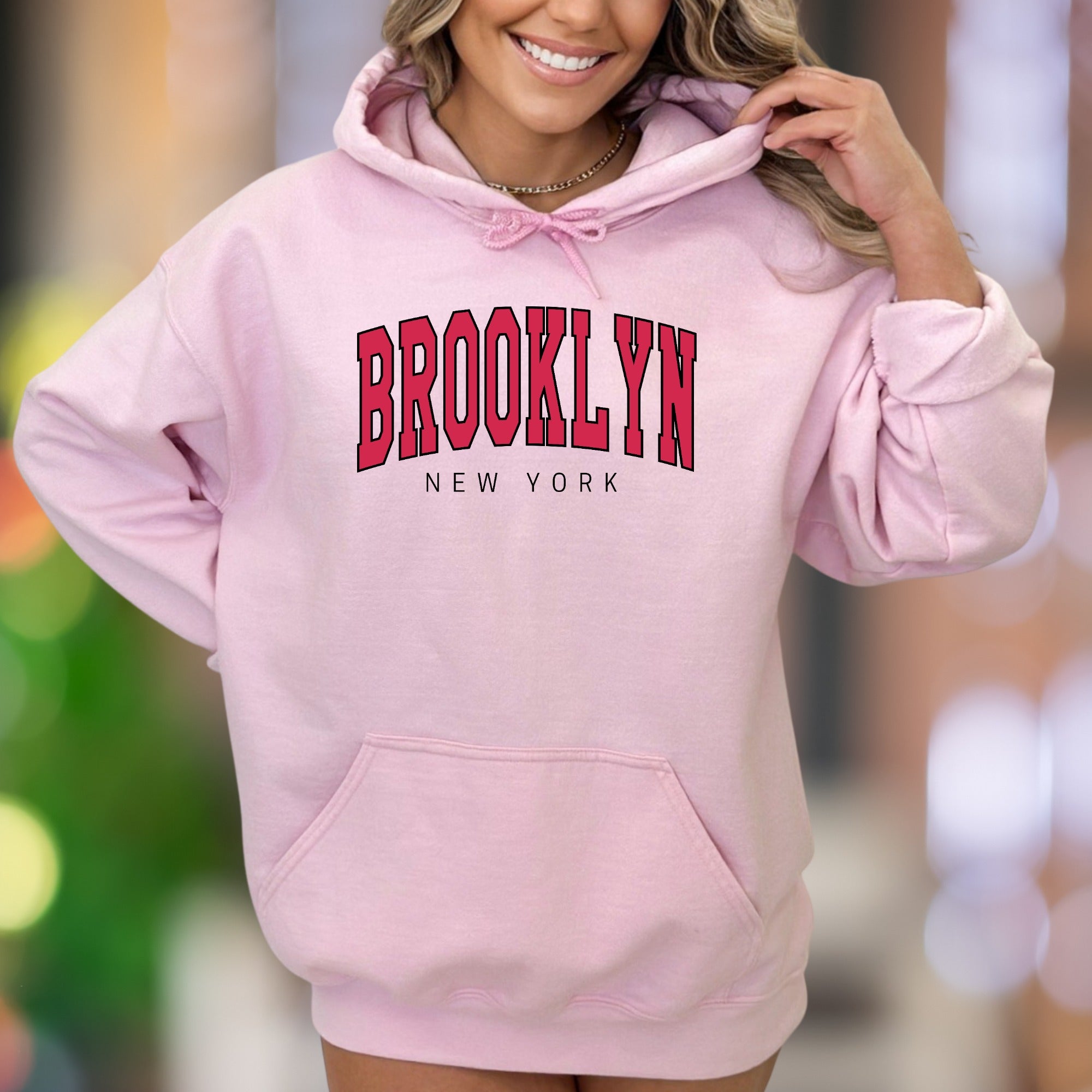 "BROOKLYN NEW YORK" | Bold Typography Unisex Adult Hoodie | Urban Lifestyle