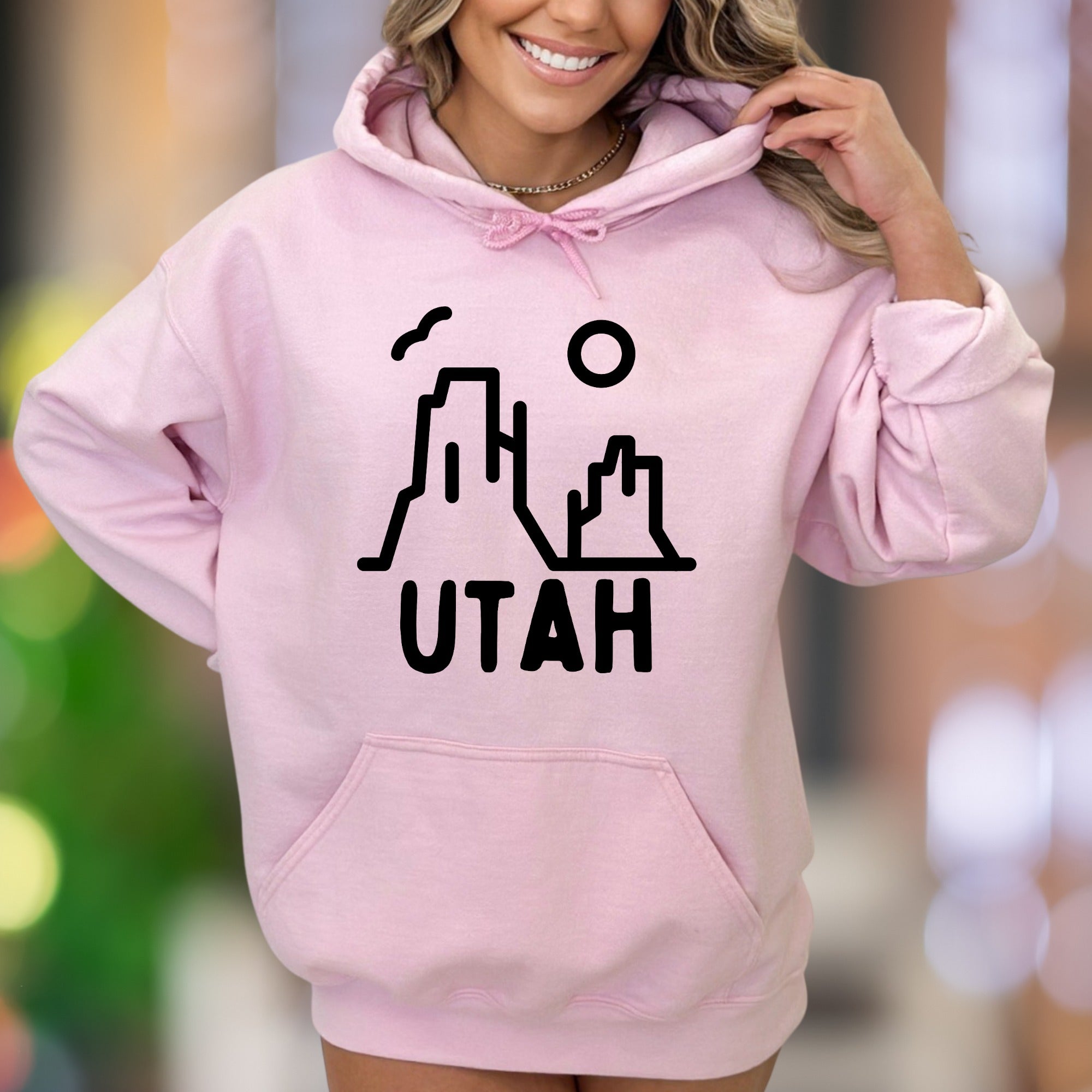 "UTAH" | Minimal Nature Line Art Unisex Adult Hoodie | Outdoor Lifestyle