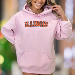 "ILLINOIS" | Bold Typography Unisex Adult Hoodie | Collegiate Style