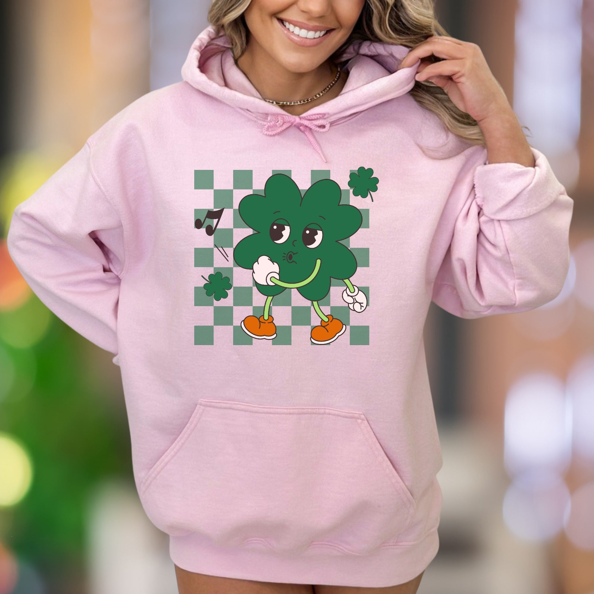 "Shamrock Groove" | Retro Cartoon Unisex Adult Hoodie | St. Patrick's Day Fun