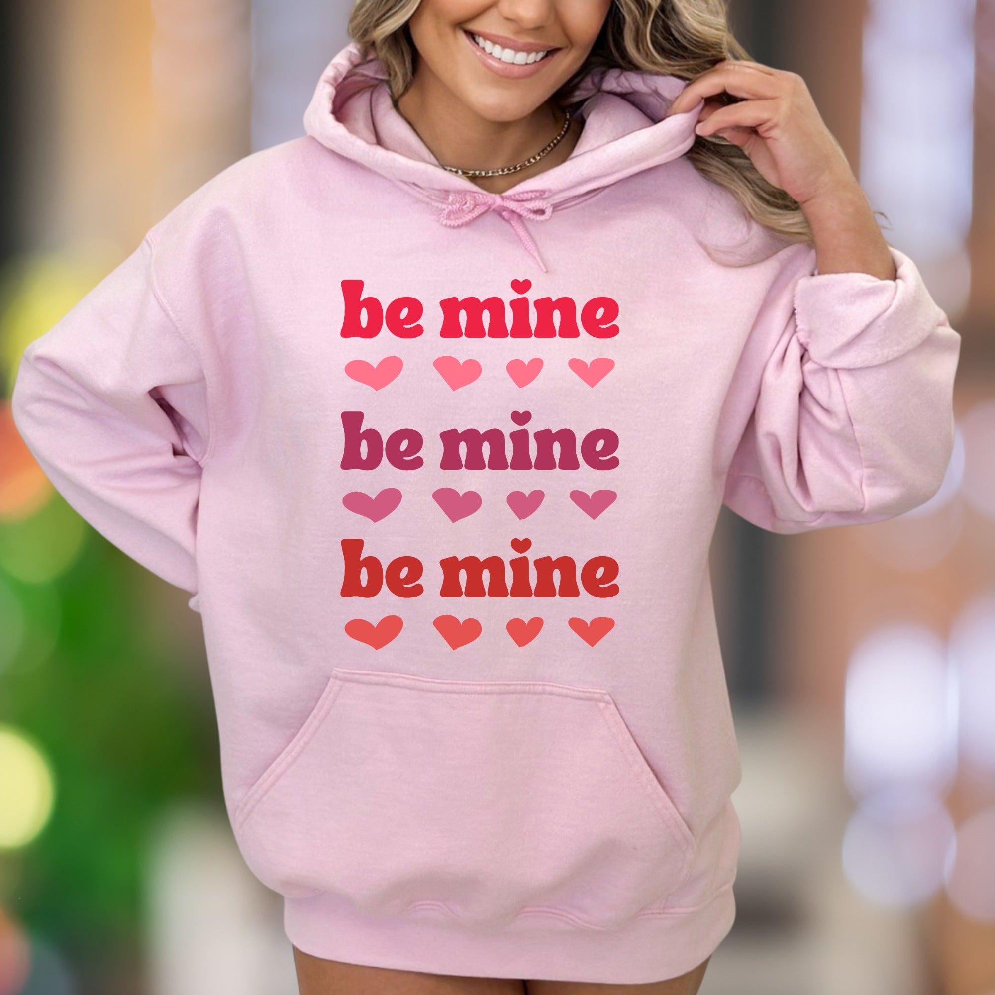 "Be Mine" | Retro Typography Unisex Adult Hoodie | Romantic Lifestyle
