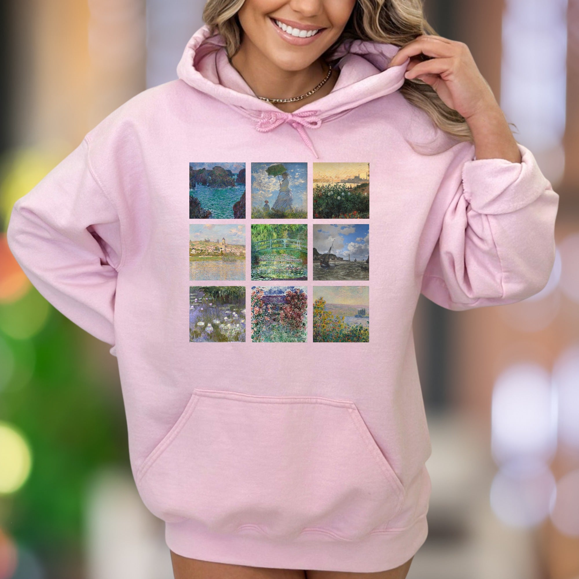 "Impressionist Grid" | Vintage Art Unisex Adult Hoodie | Creative Expression