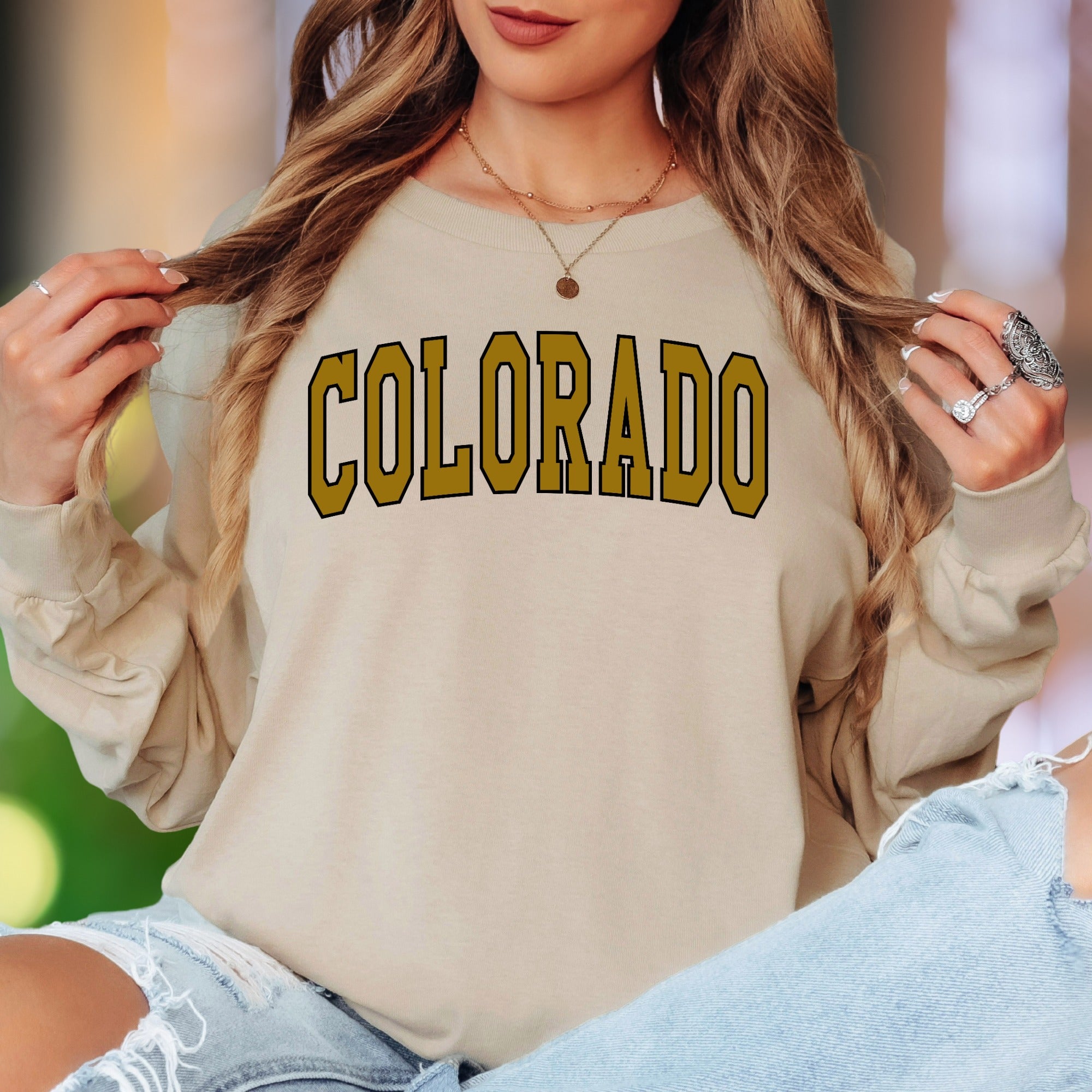 "Colorado" | Bold Typography Unisex Adult Long Sleeve T-Shirt | State Pride