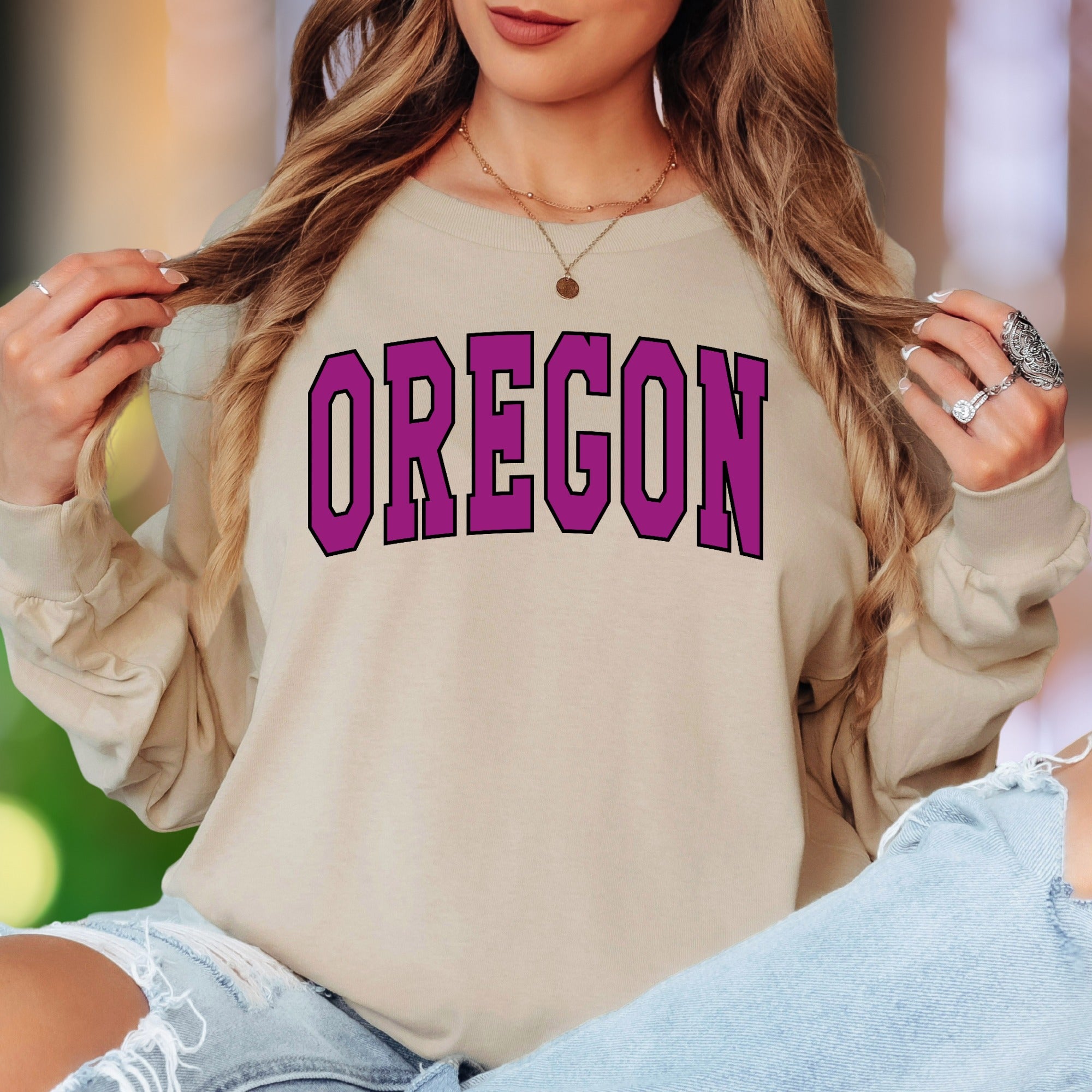 "OREGON" | Bold Typography Unisex Adult Long Sleeve T-Shirt | Regional Pride Apparel