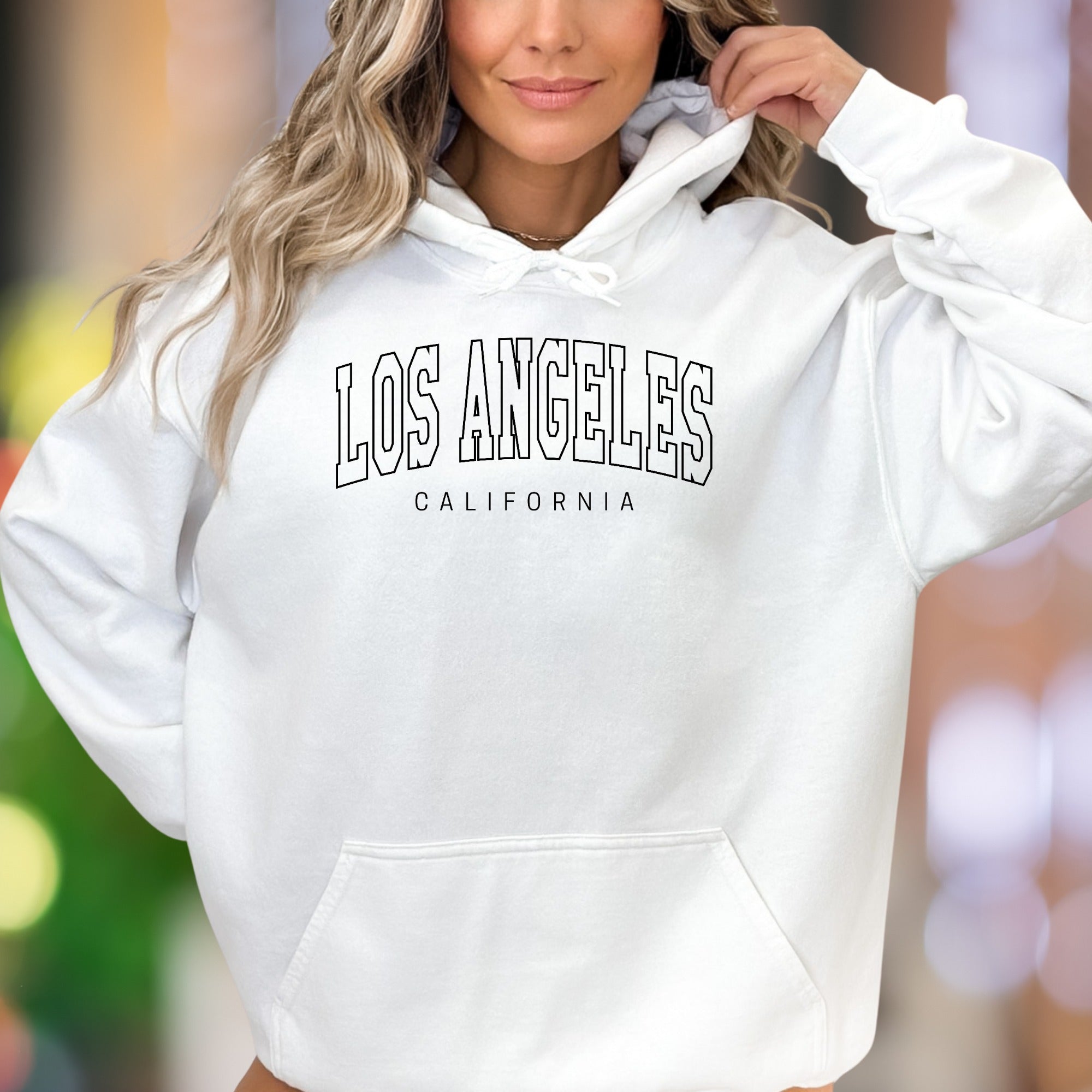 "Los Angeles California" | Bold Typography Unisex Adult Hoodie | Streetwear Travel