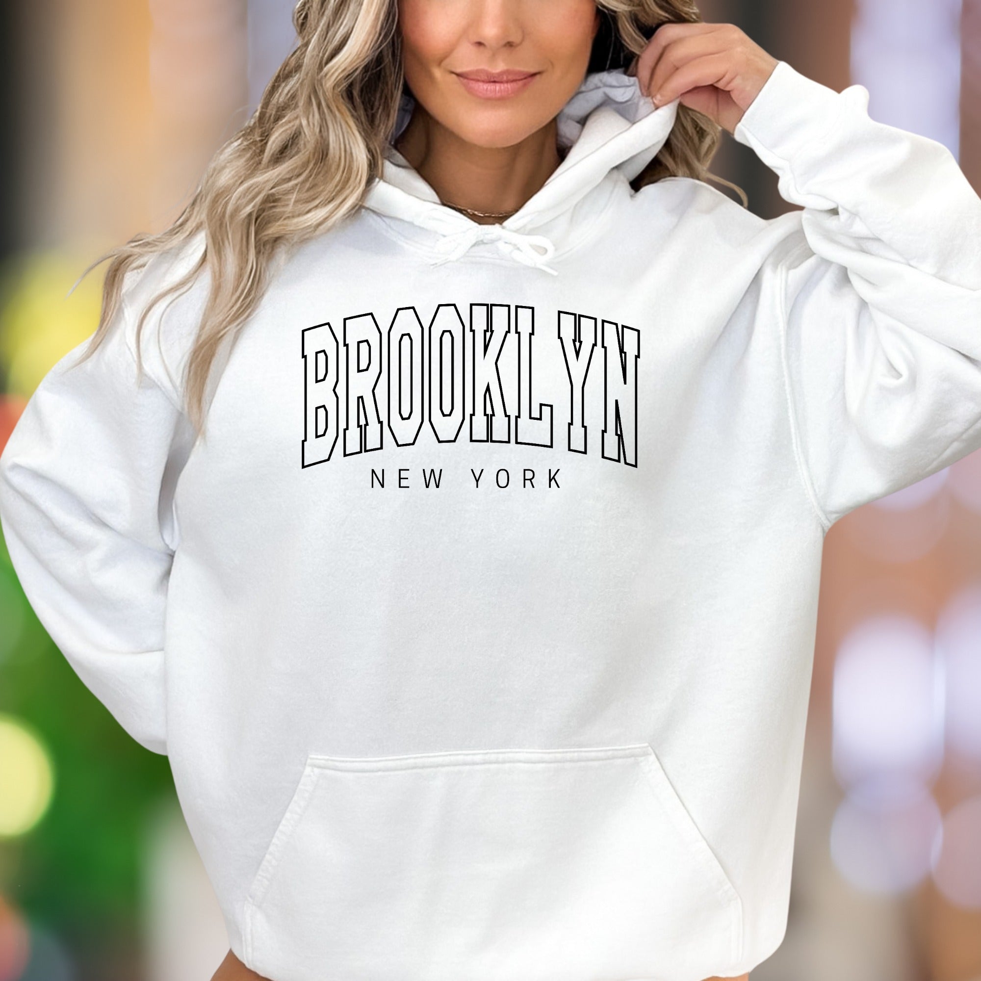 "BROOKLYN NEW YORK" | Streetwear Outline Unisex Adult Hoodie | City Lifestyle Apparel