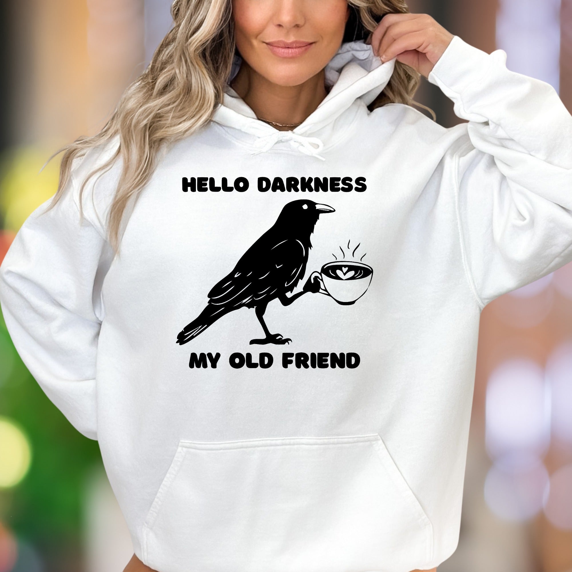 "Hello Darkness My Old Friend" | Funny Retro Unisex Adult Hoodie | Witty Lifestyle Apparel