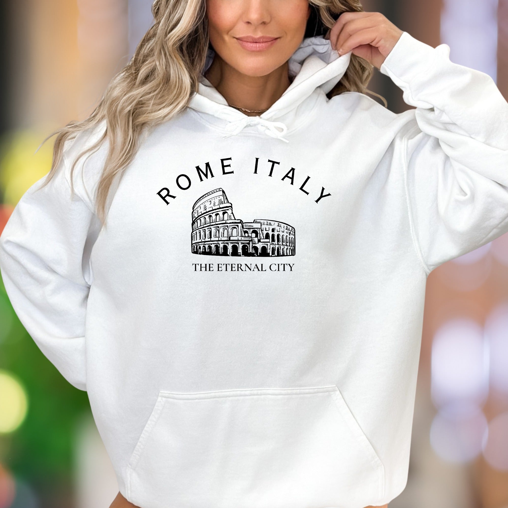 "Rome Italy The Eternal City" | Vintage Colosseum Unisex Adult Hoodie | Travel Lifestyle