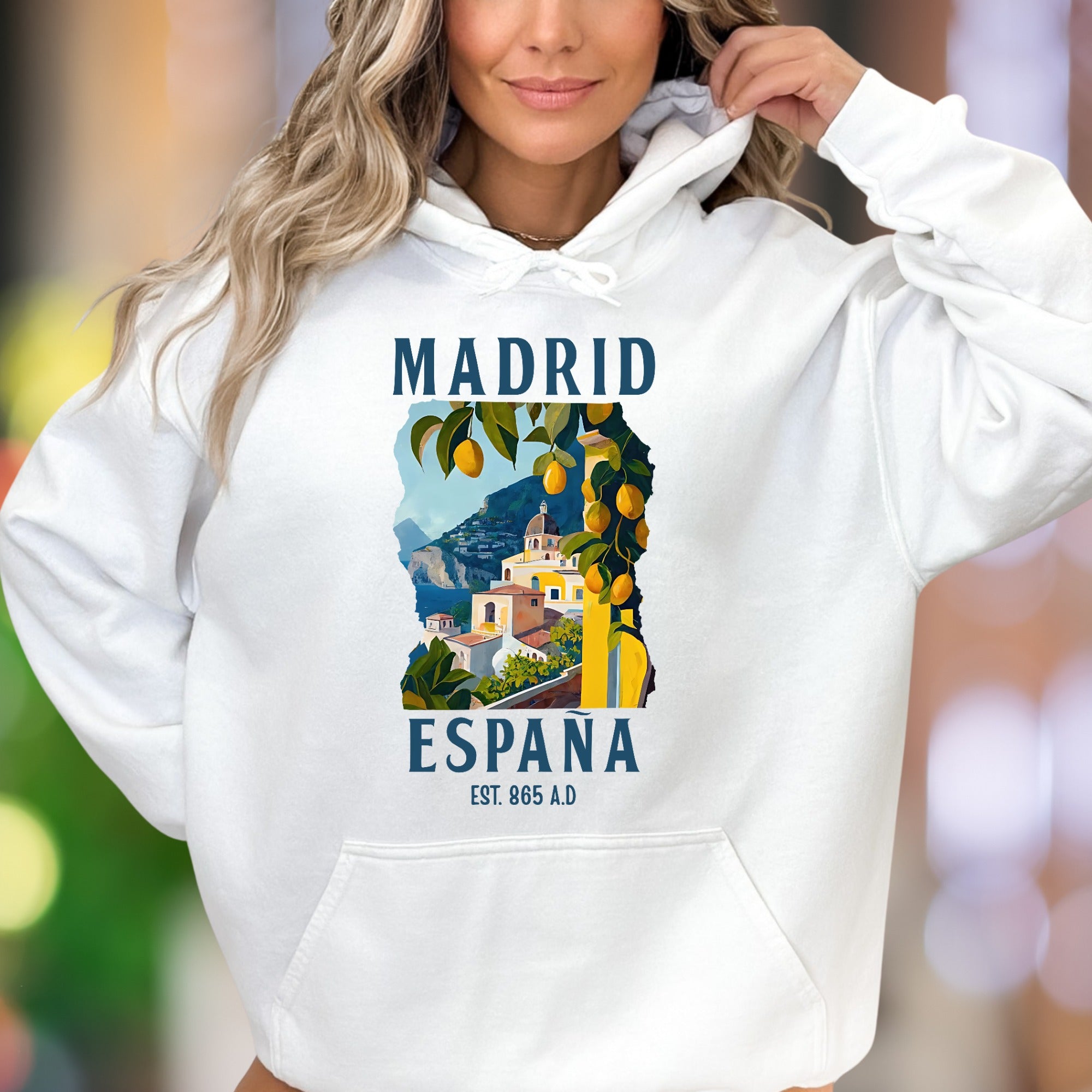"MADRID ESPANA" | Vintage Travel Graphic Unisex Adult Hoodie | Wanderlust Apparel