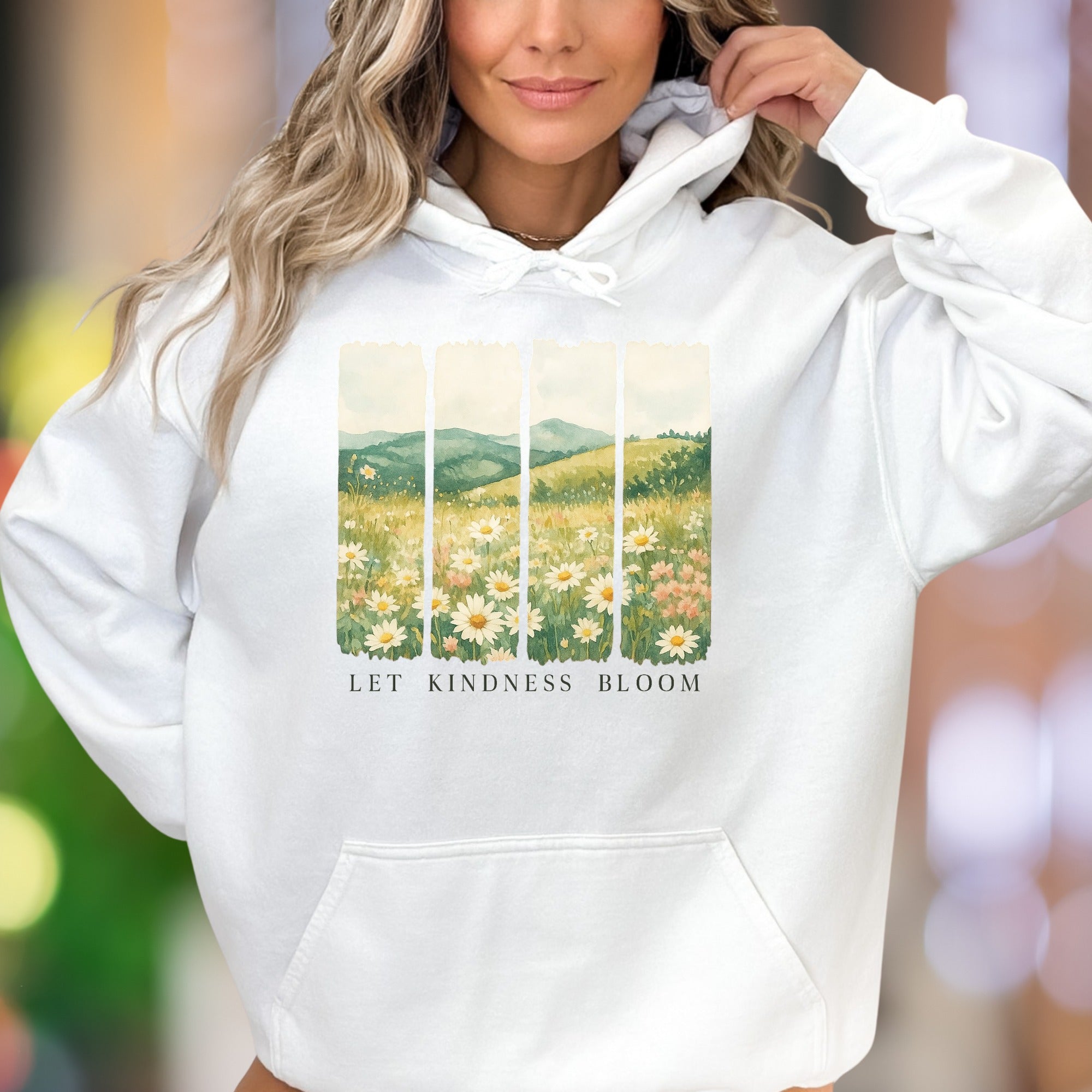 "Let Kindness Bloom" | Nature Landscape Unisex Adult Hoodie | Motivational Lifestyle
