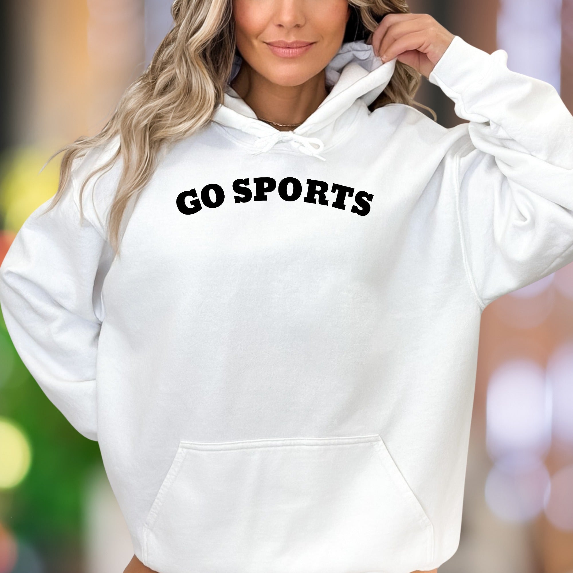 "Go Sports" | Bold Typography Unisex Adult Hoodie | Casual Lifestyle Humor