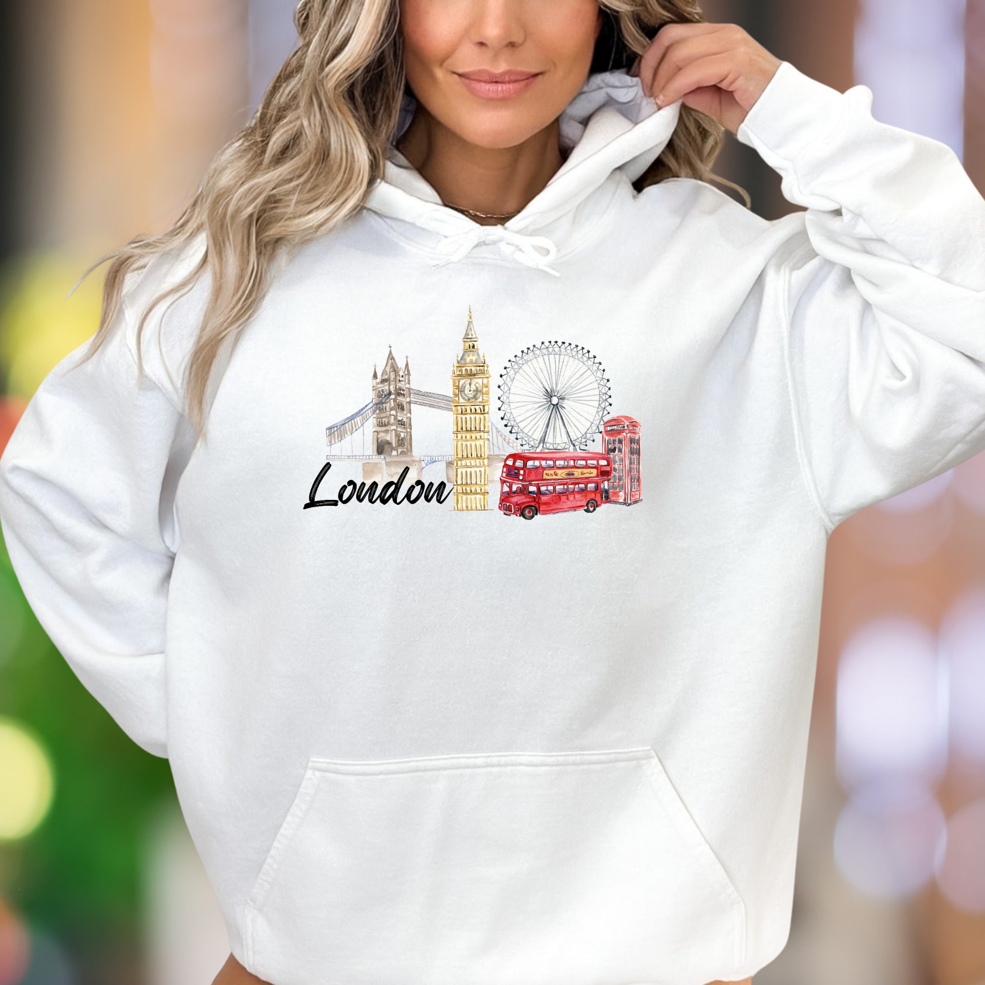 "London" | Watercolor Cityscape Unisex Adult Hoodie | Travel Lover Lifestyle