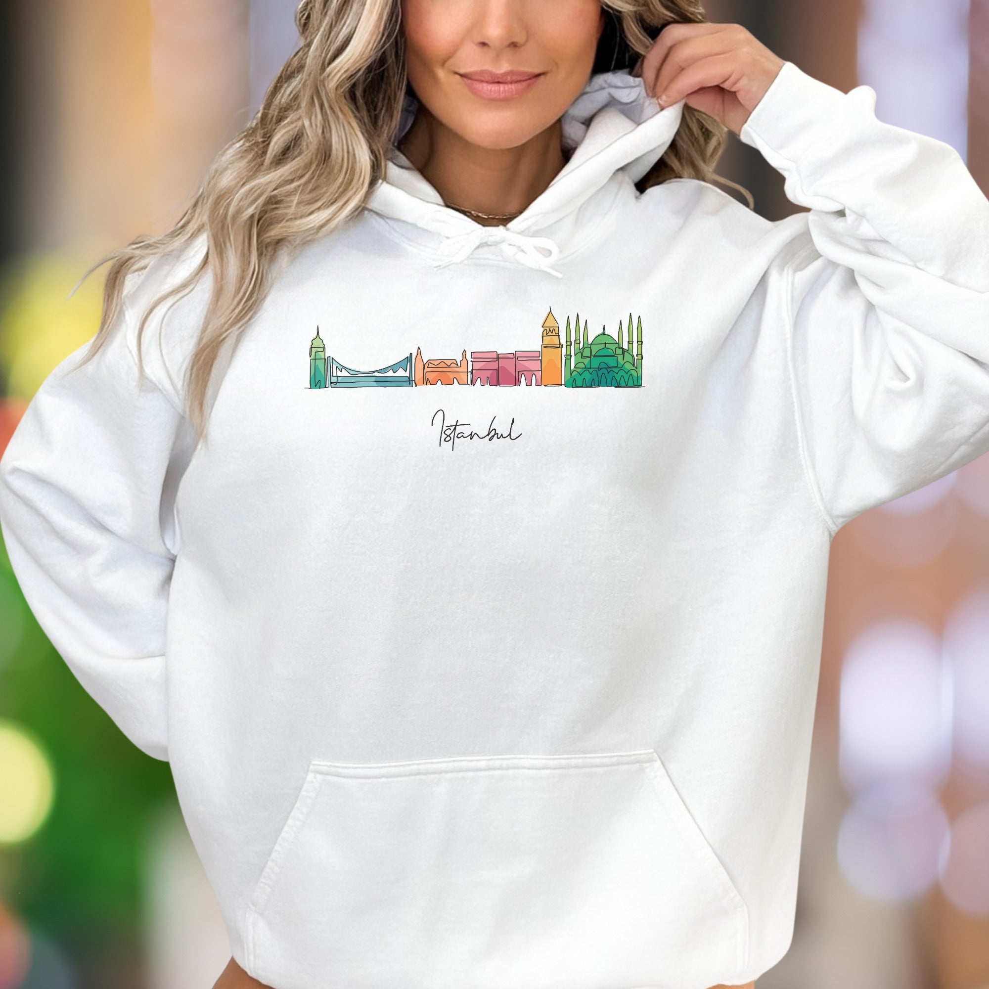 "Istanbul" | Minimal Line Art Unisex Adult Hoodie | Travel Cityscape