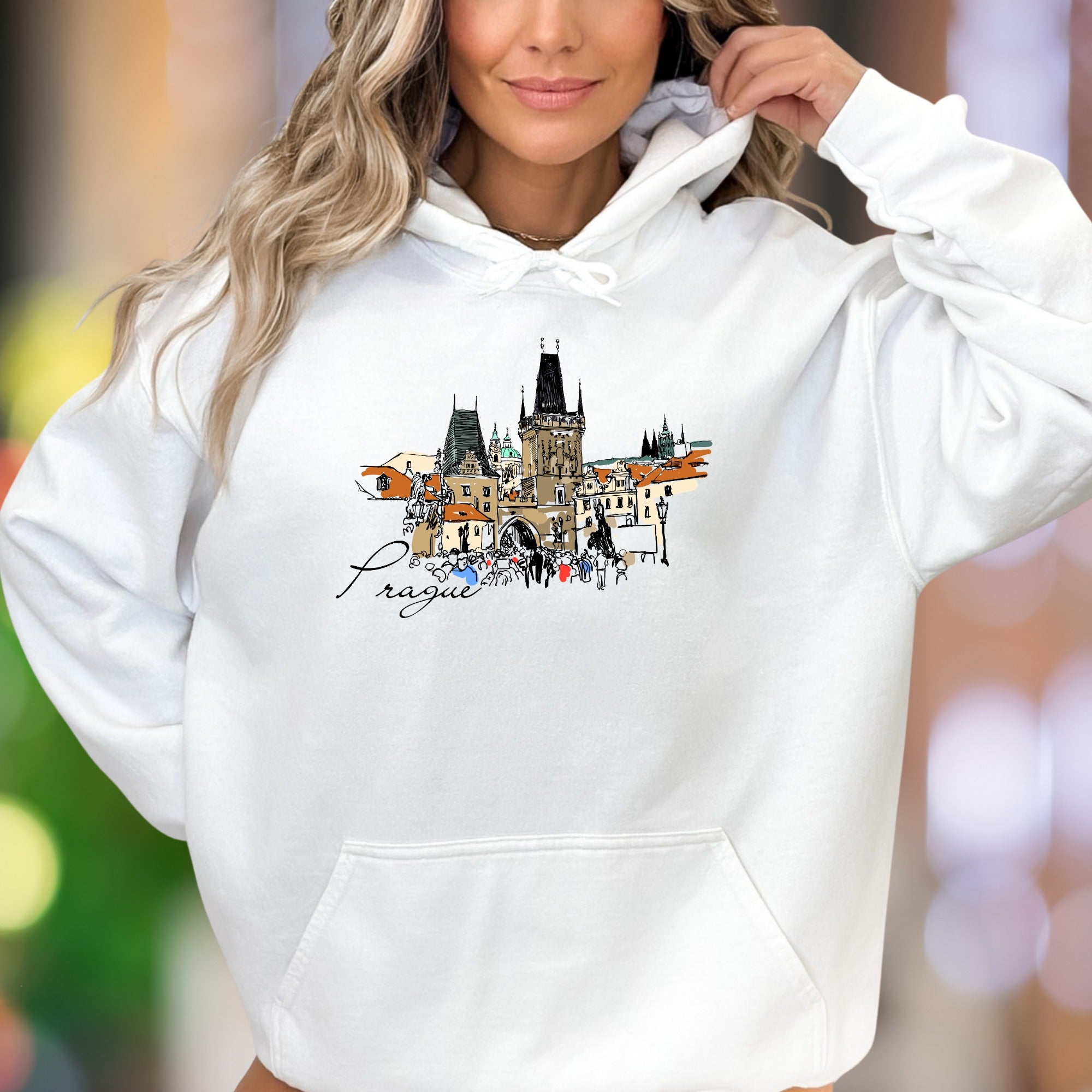 "Prague" | City Sketch Streetwear Unisex Adult Hoodie | Travel Lifestyle