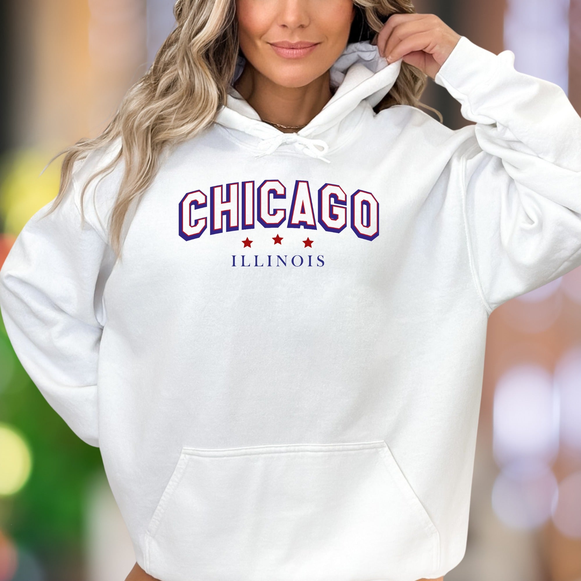 "CHICAGO ILLINOIS" | Retro College Typography Unisex Adult Hoodie | City Lover Apparel
