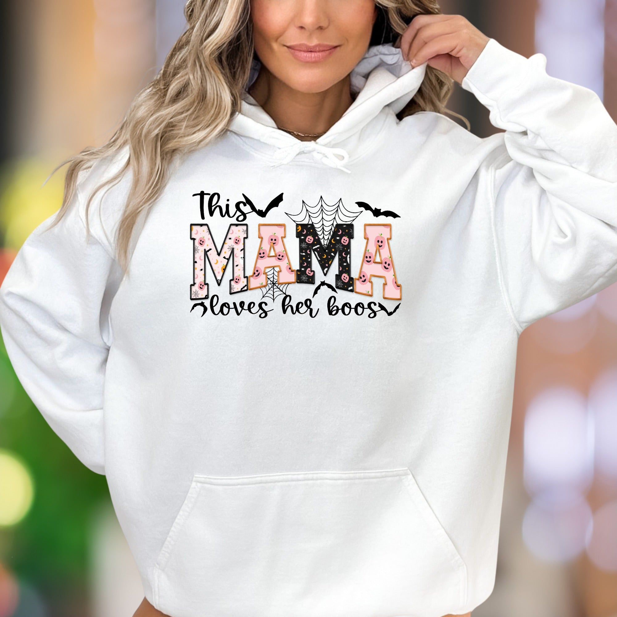 "This Mama Loves Her Boos" | Spooky Typography Unisex Adult Hoodie | Halloween Lifestyle