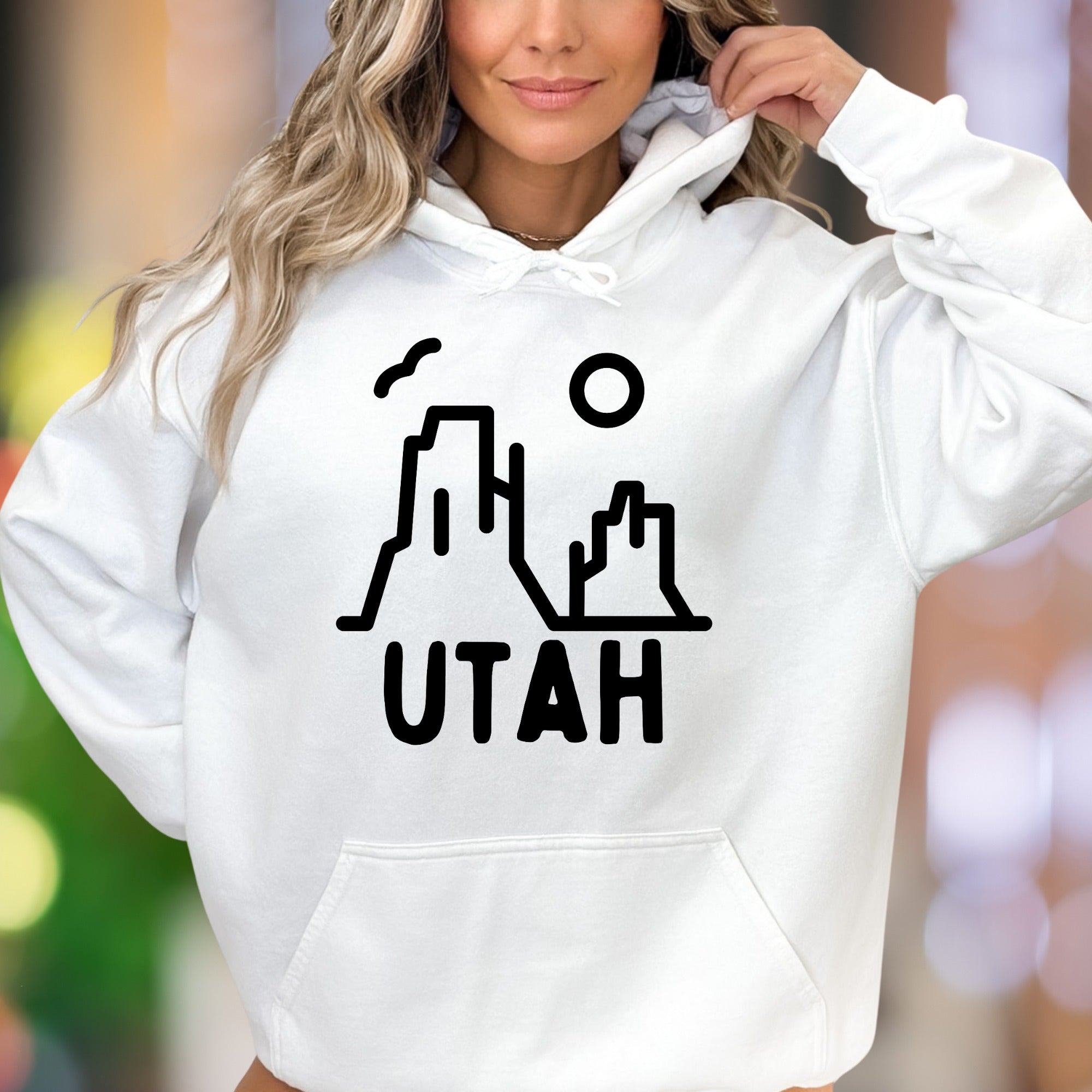 "UTAH" | Minimal Nature Line Art Unisex Adult Hoodie | Outdoor Lifestyle