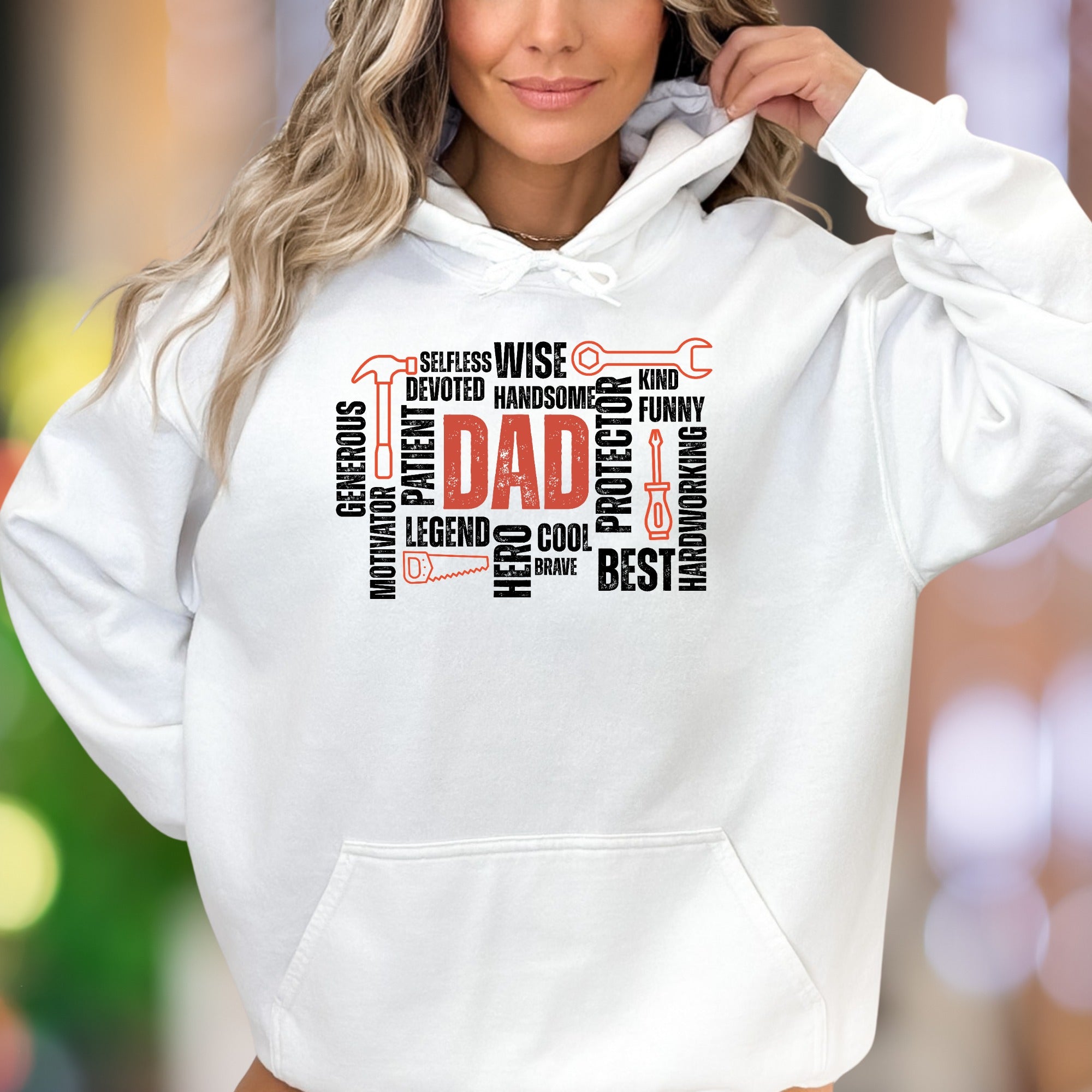 "DAD" Word Cloud Graphic Unisex Adult Hoodie | Motivational Identity
