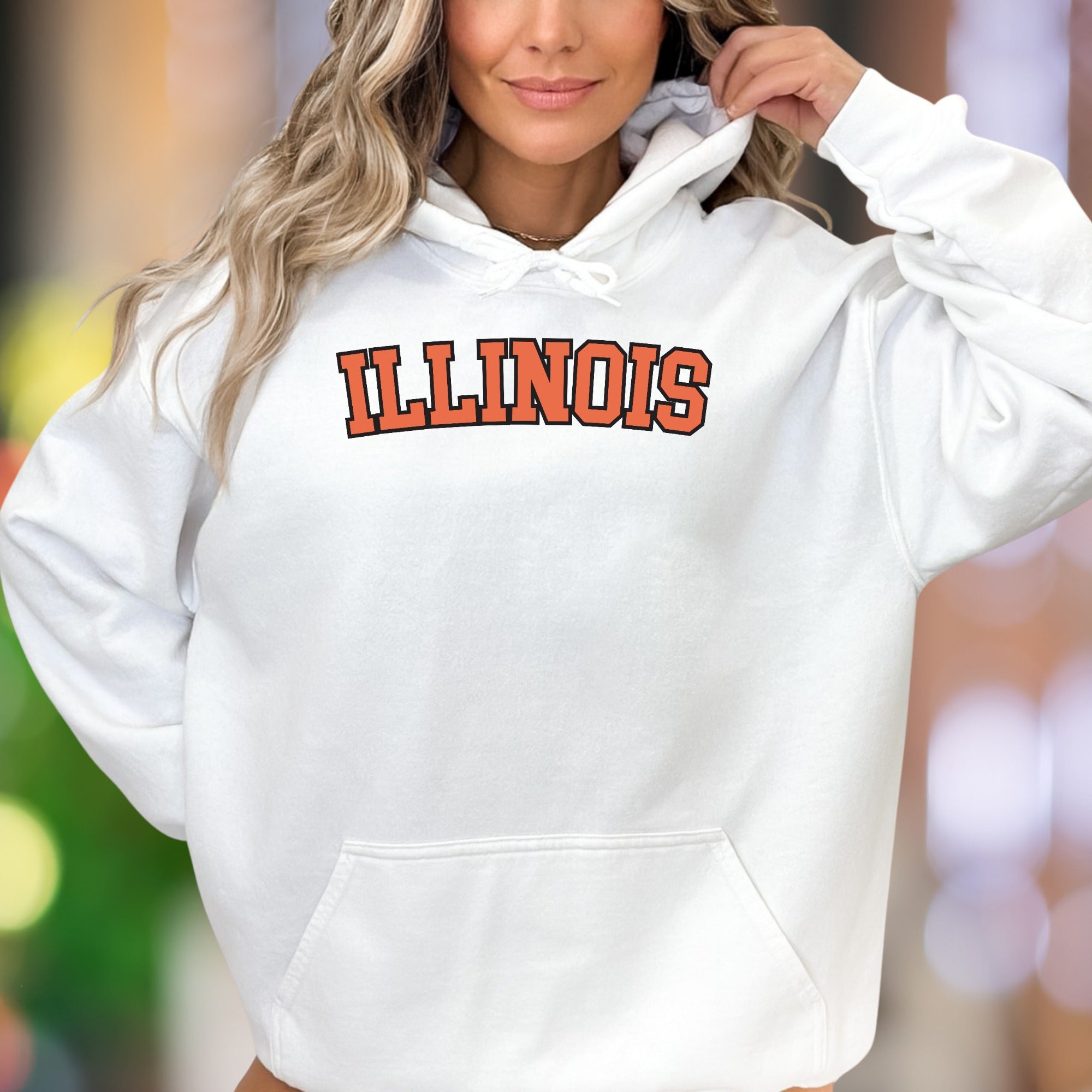 "ILLINOIS" | Bold Typography Unisex Adult Hoodie | Collegiate Style