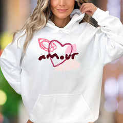 "Amour" | Artistic Sketch Heart Unisex Adult Hoodie | Romantic Expression Apparel