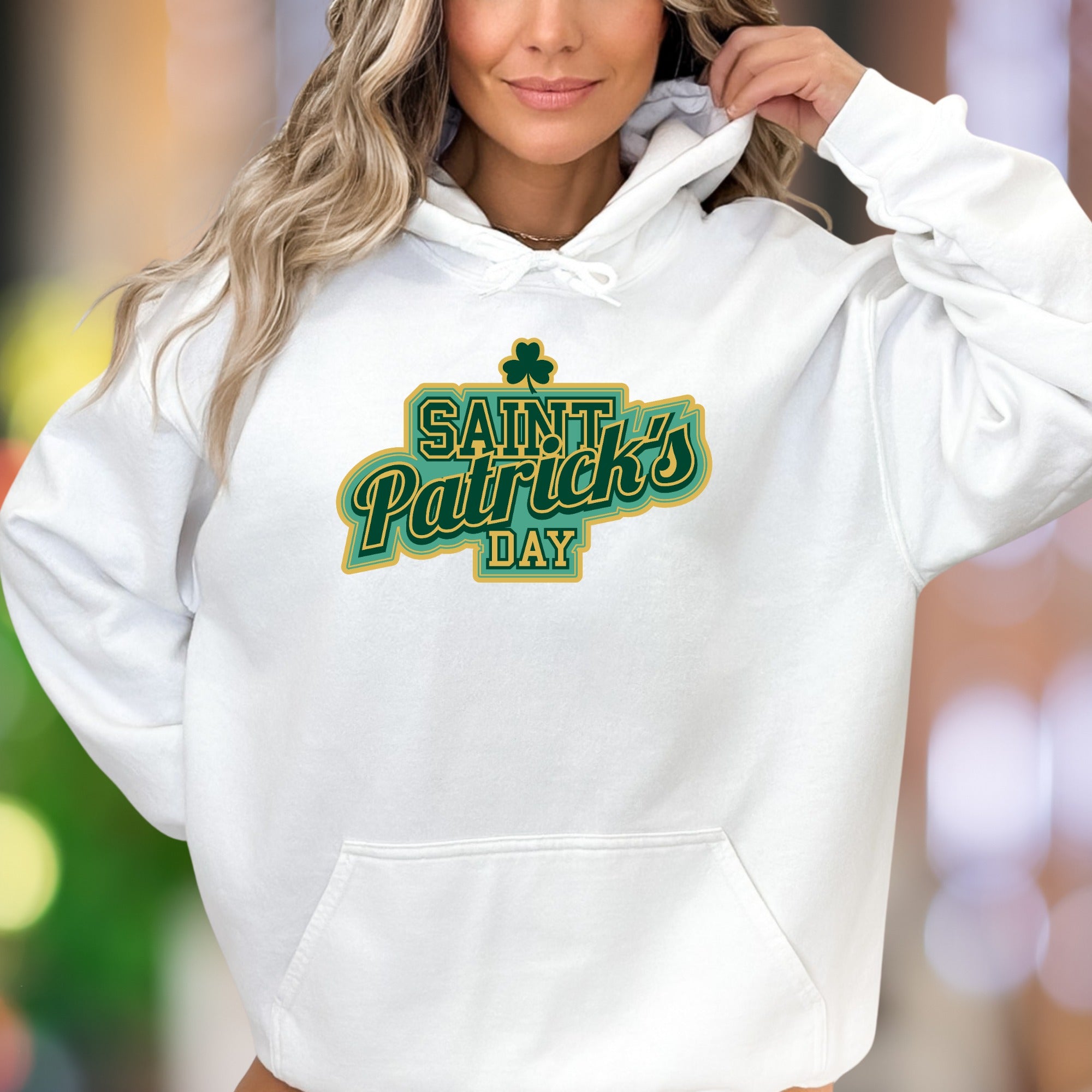 "Saint Patrick's Day" | Retro Typographic Unisex Adult Hoodie | Festive Holiday Apparel