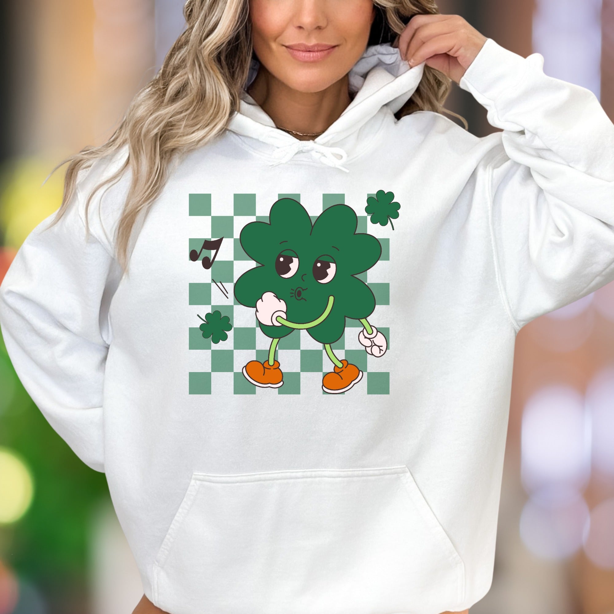 "Shamrock Groove" | Retro Cartoon Unisex Adult Hoodie | St. Patrick's Day Fun