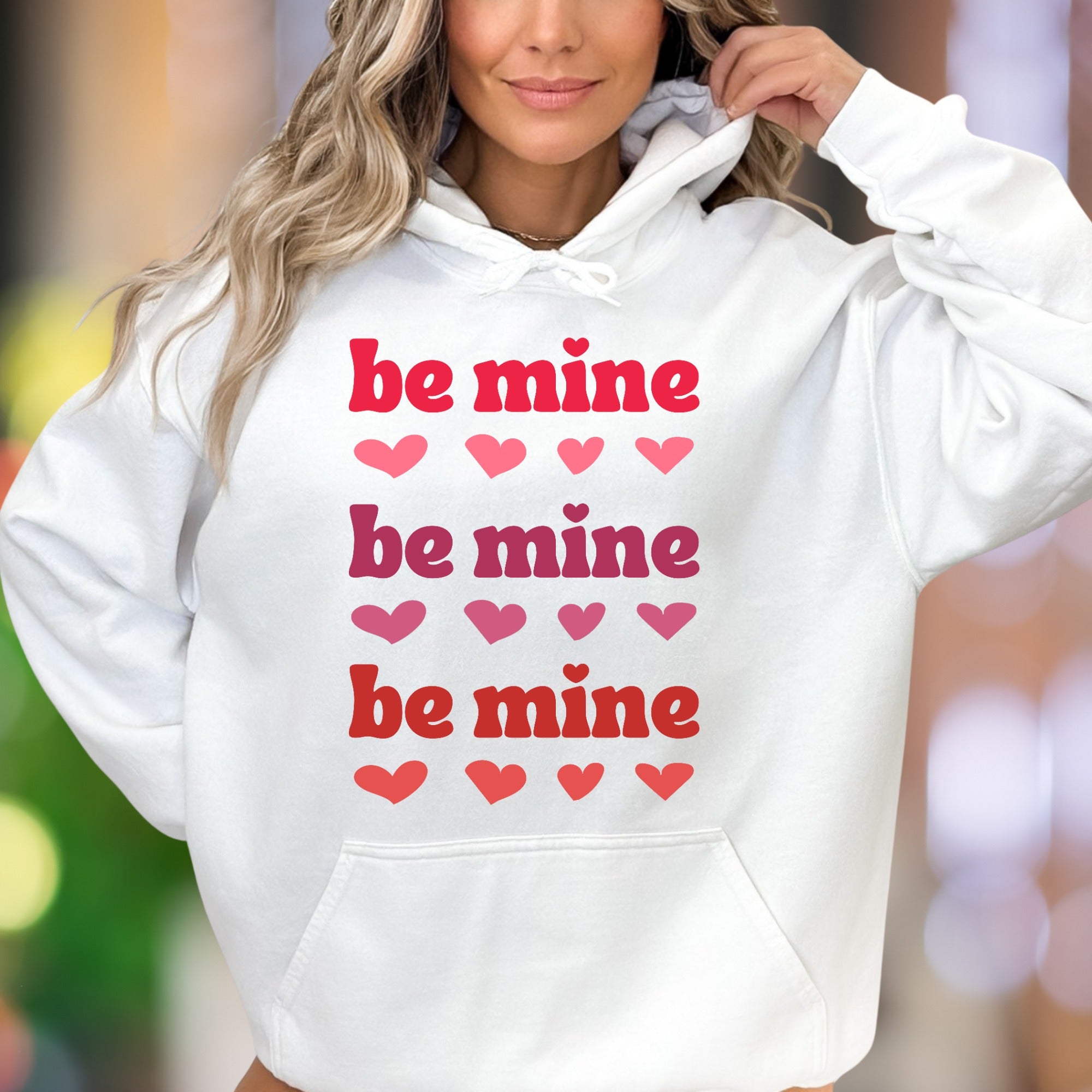 "Be Mine" | Retro Typography Unisex Adult Hoodie | Romantic Lifestyle