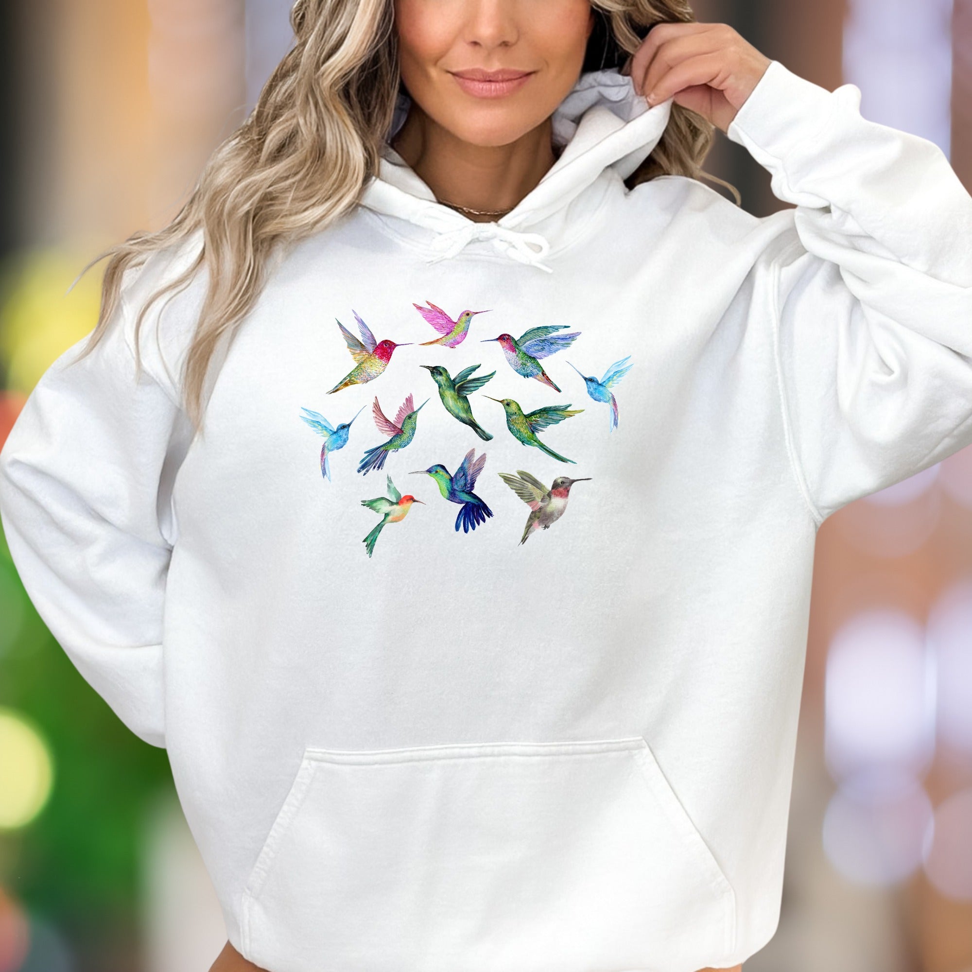 "Hummingbird Flock" | Nature Graphic Unisex Adult Hoodie | Vibrant Lifestyle