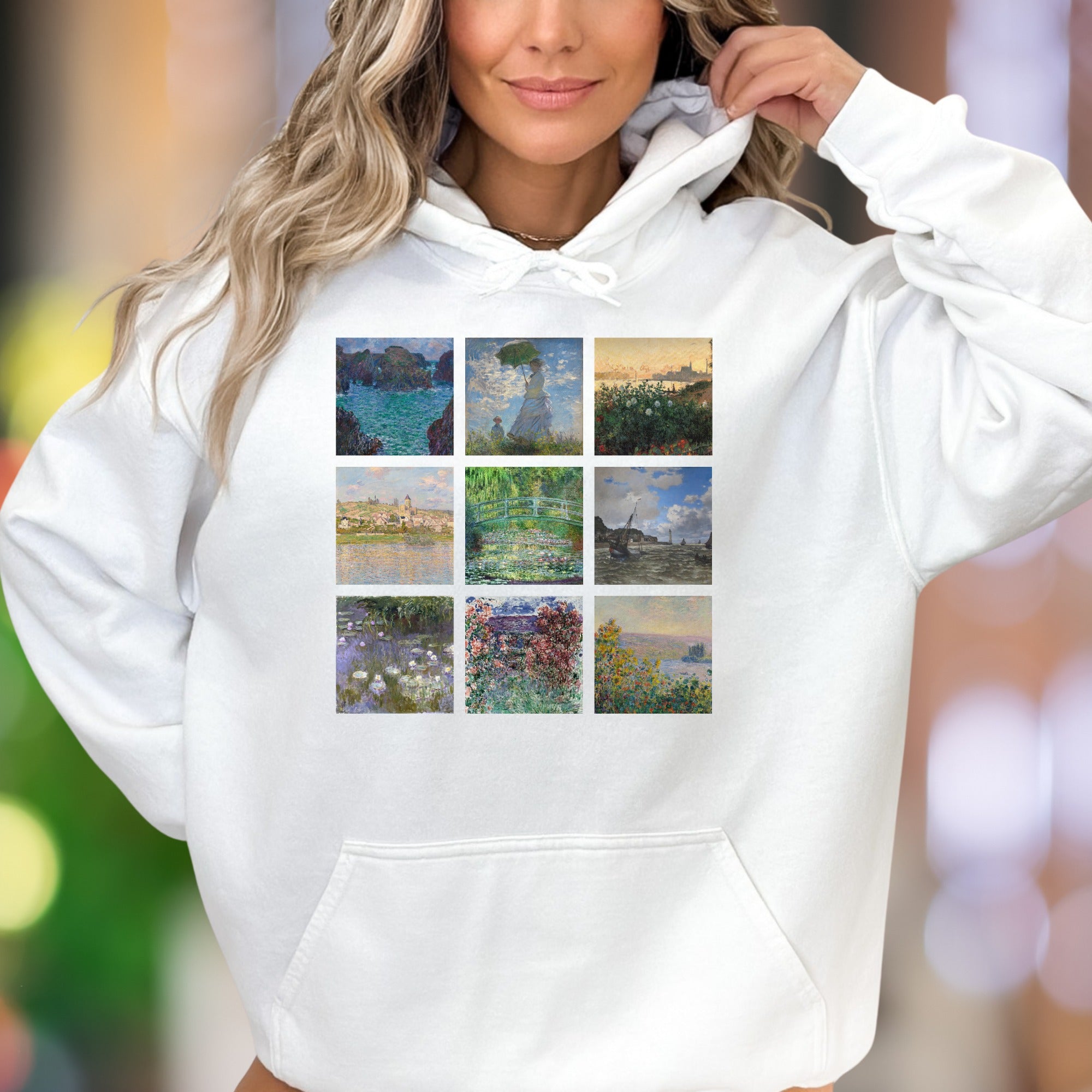 "Impressionist Grid" | Vintage Art Unisex Adult Hoodie | Creative Expression