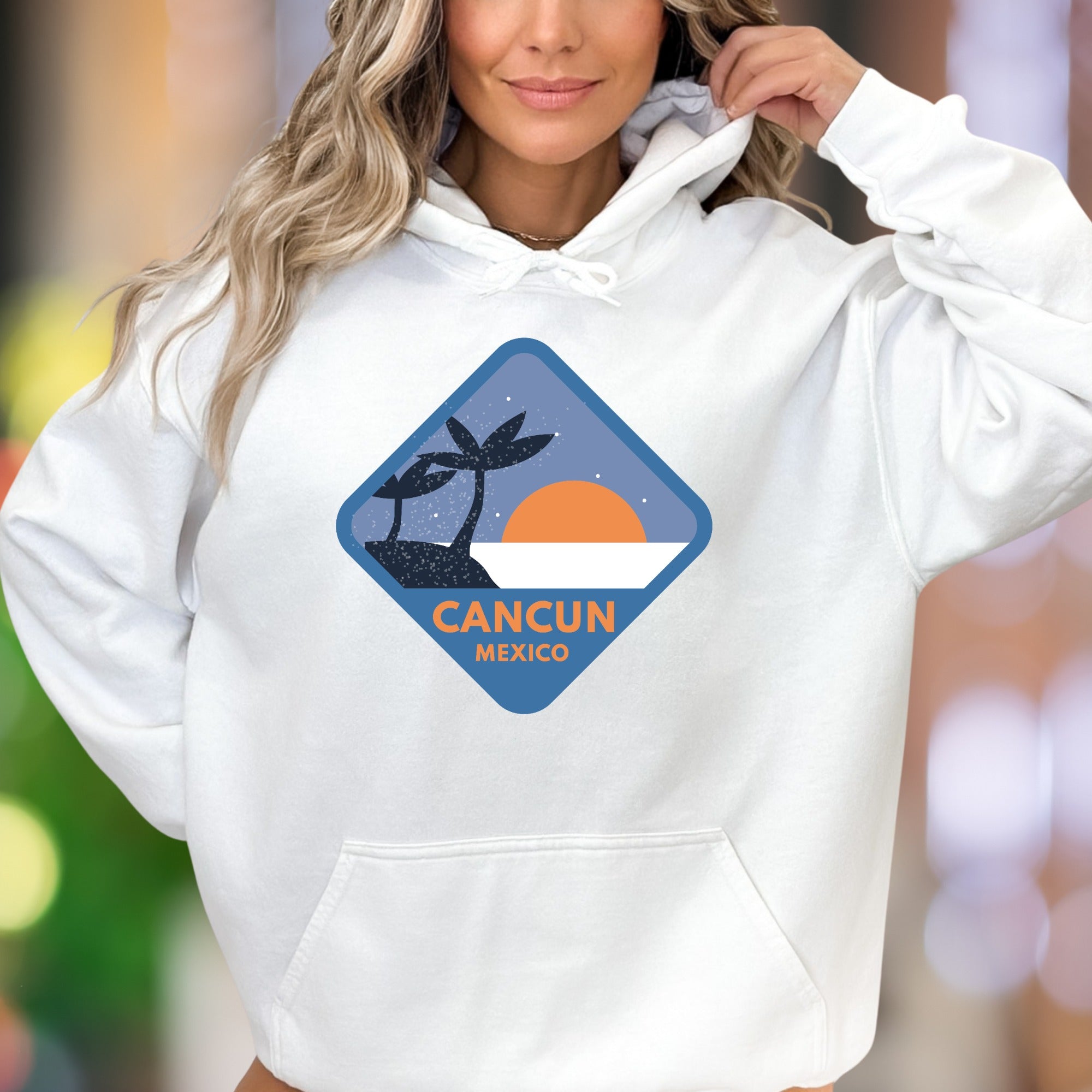 "Cancun Mexico" | Retro Travel Graphic Unisex Adult Hoodie | Vacation Lifestyle