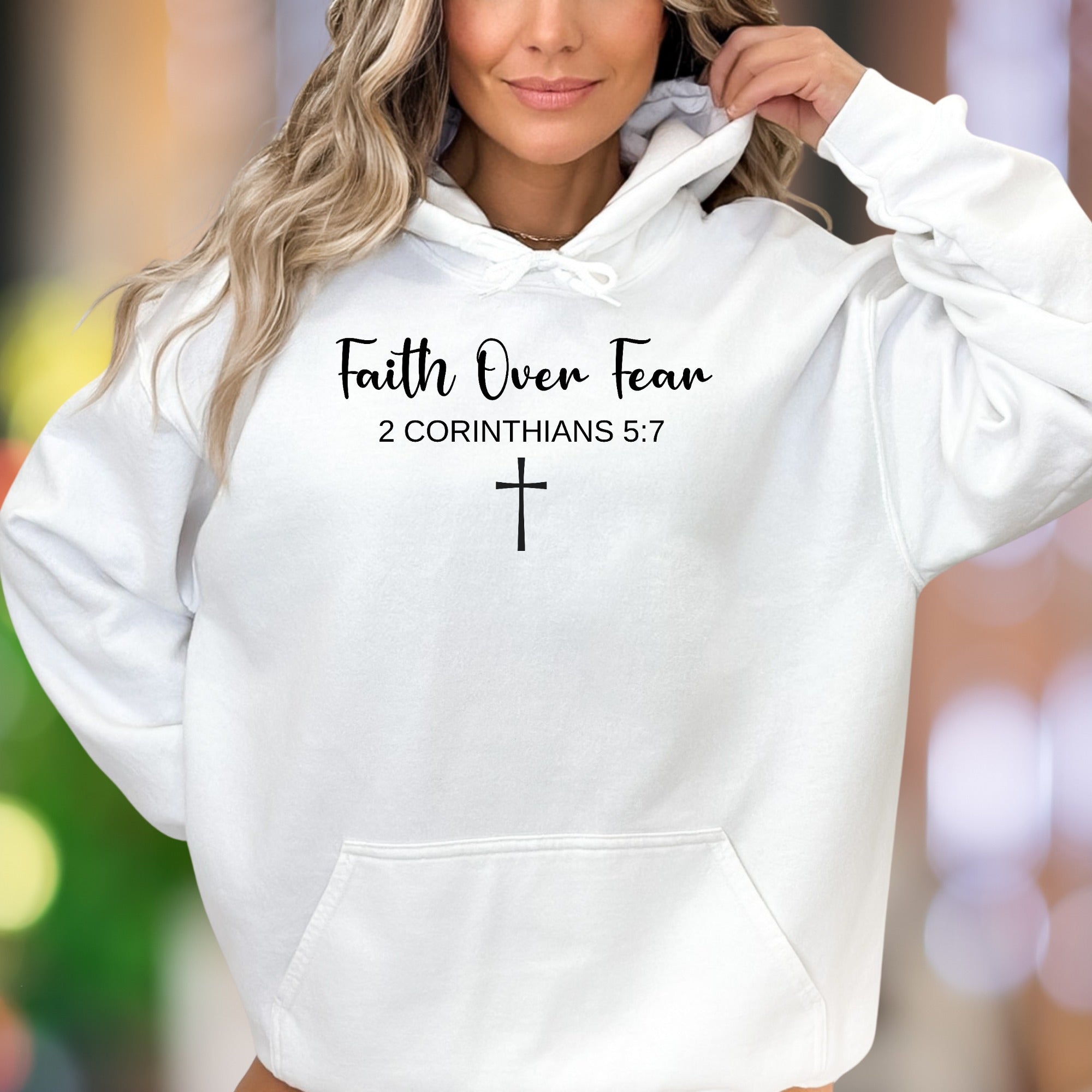 "Faith Over Fear" | Script Typography Unisex Adult Hoodie | Motivational Lifestyle