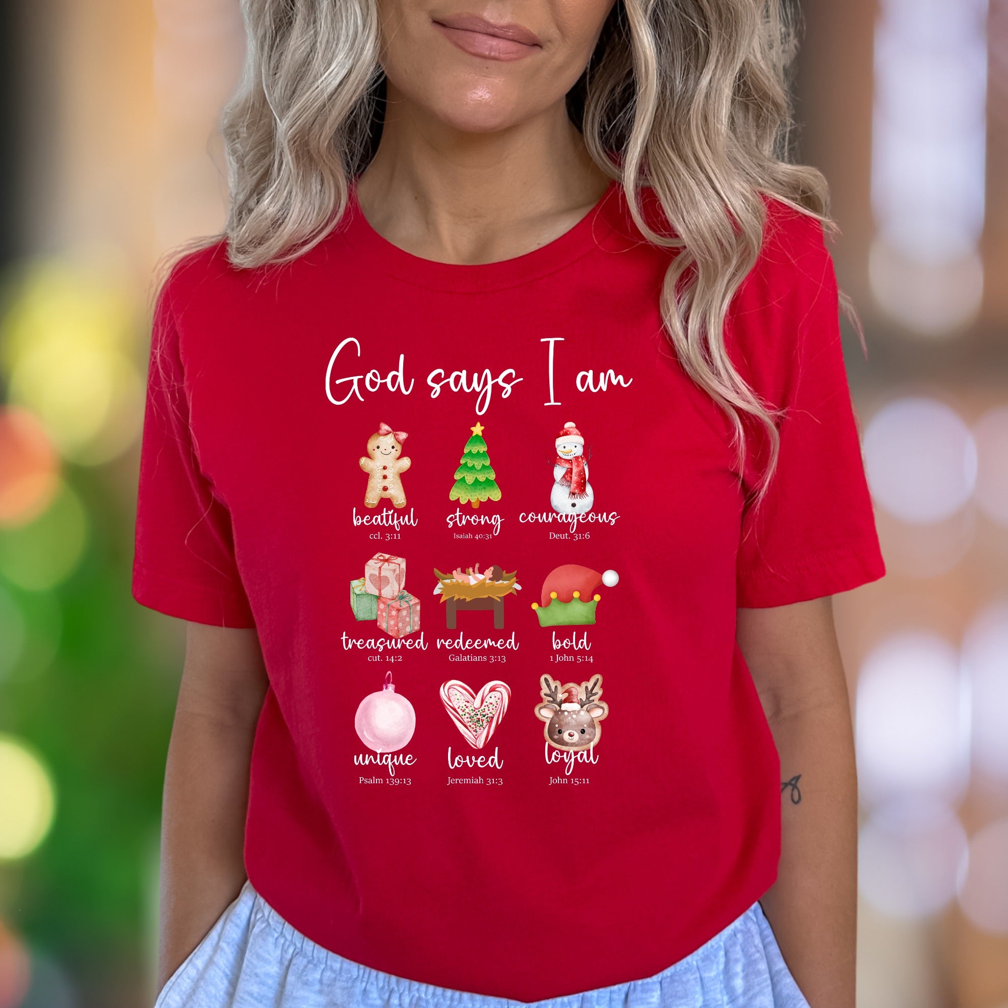 "God says I am" | Christmas Affirmation Unisex Adult T-Shirt | Holiday Lifestyle