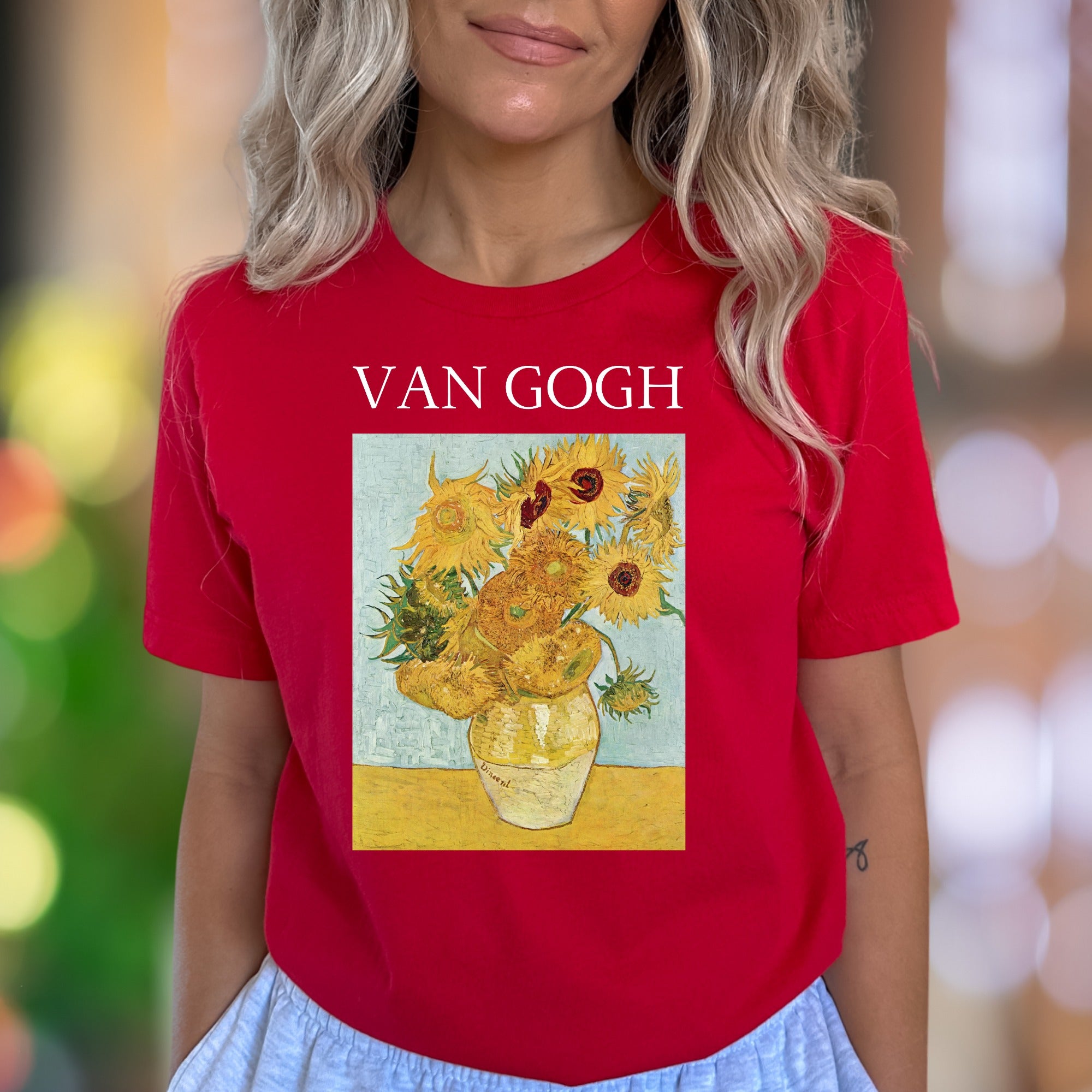 "VAN GOGH" Van Gogh Sunflowers Art Unisex Adult T-Shirt | Artistic Expression