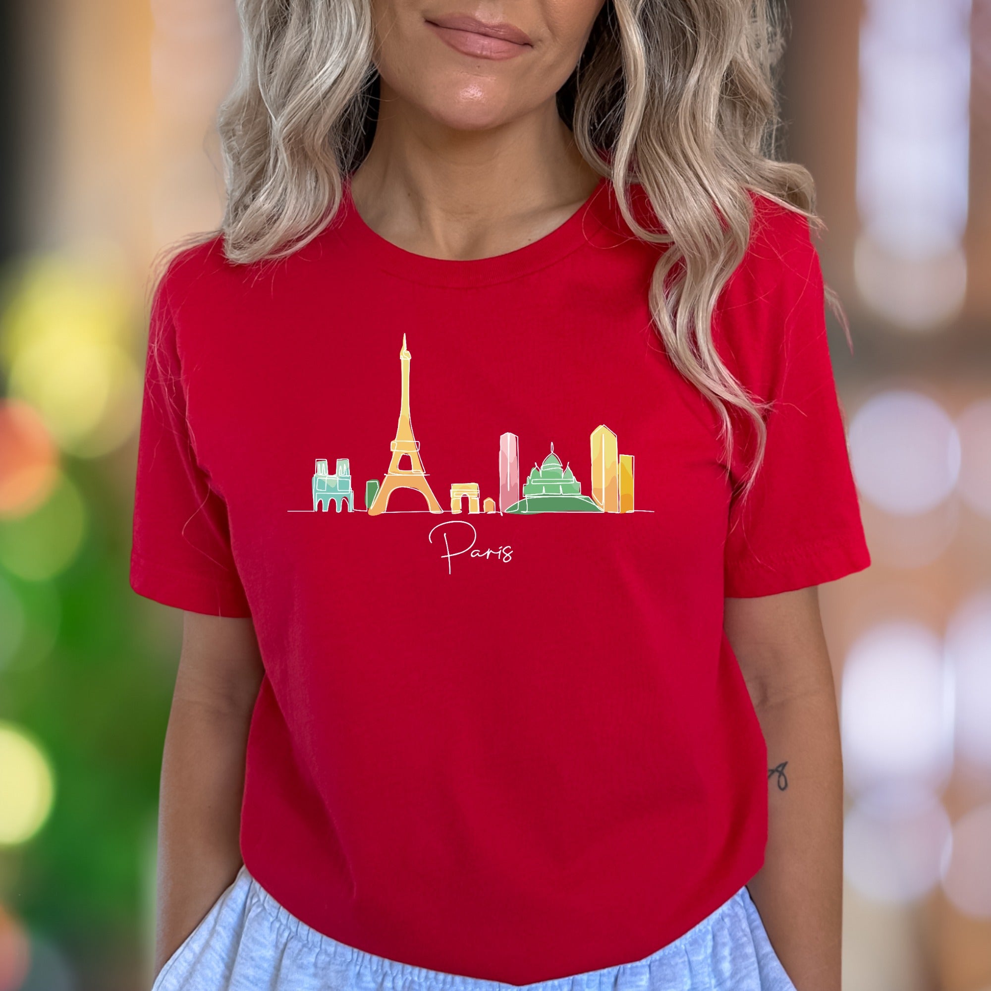 "Paris" | Minimal Skyline Unisex Adult T-Shirt | Travel & City Lifestyle