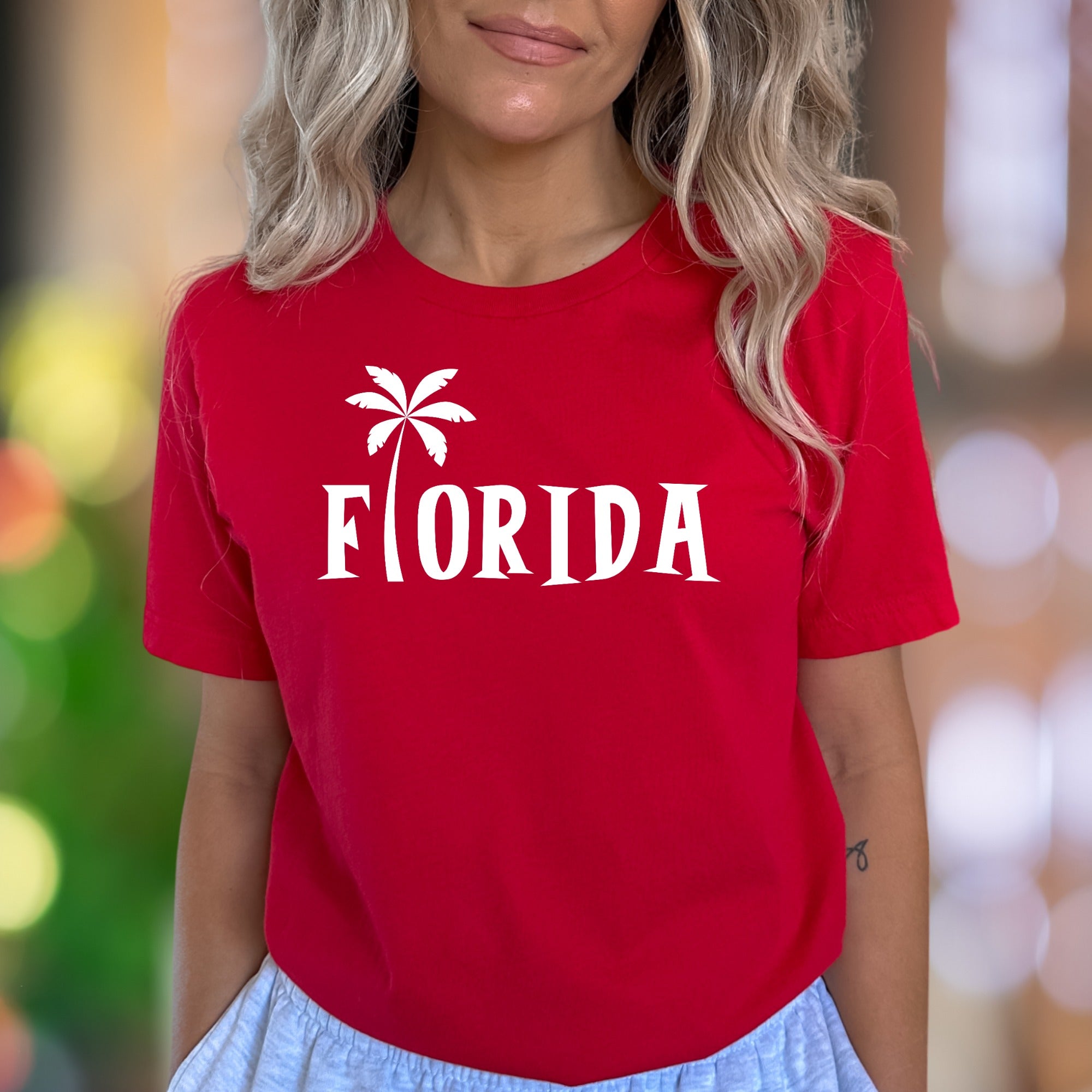 "Florida" | Palm Tree Typography Unisex Adult T-Shirt | Tropical Lifestyle