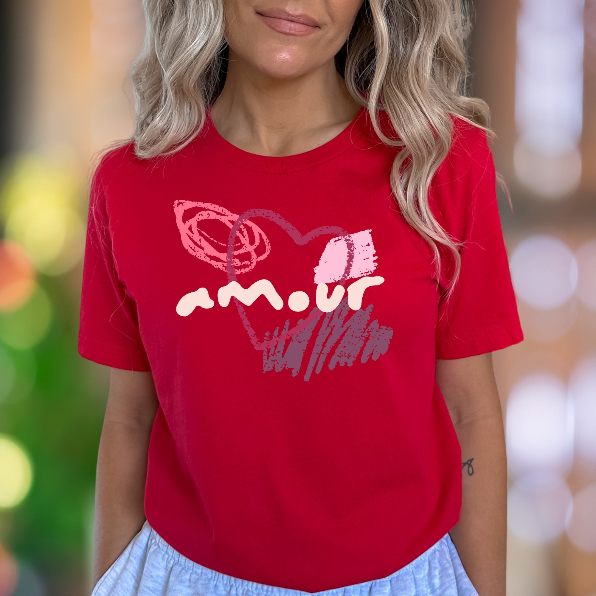 "Amour" | Abstract Heart Unisex Adult T-Shirt | Romantic Streetwear Aesthetic