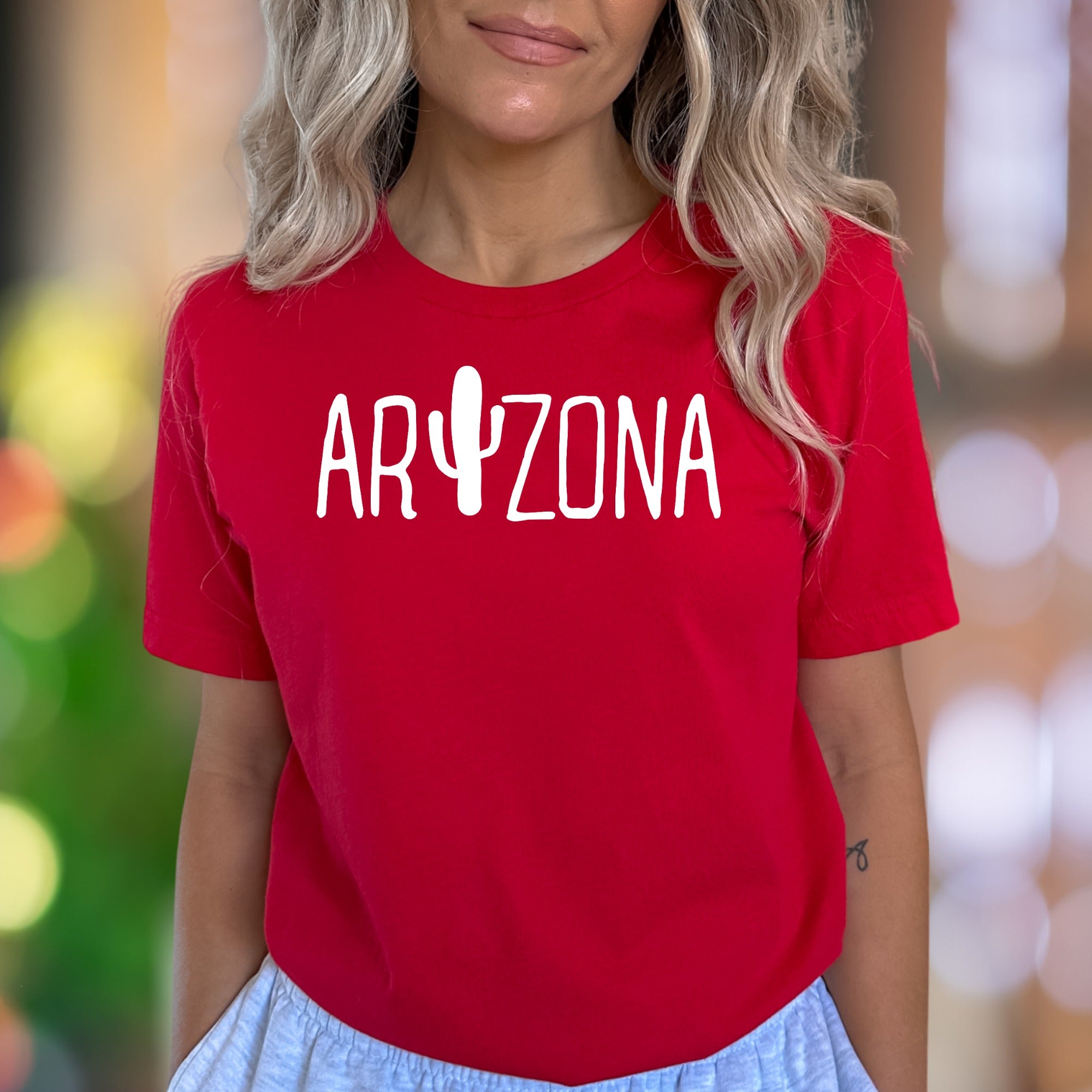 "ARIZONA" | Cactus Typography Unisex Adult T-Shirt | State Pride