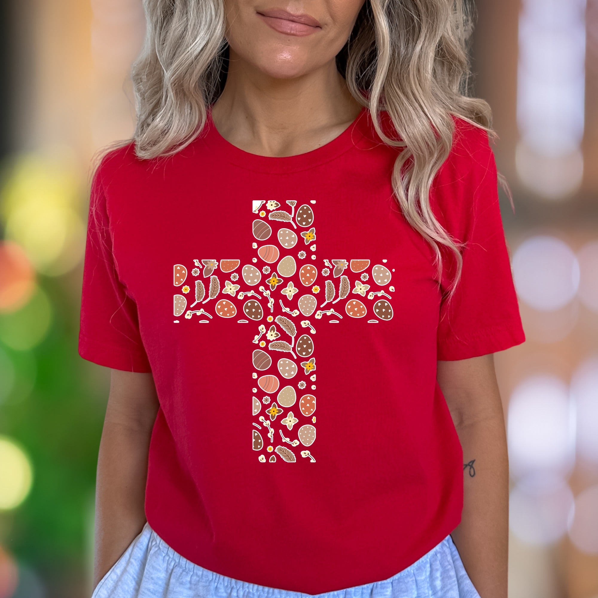 "Easter Cross" | Festive Pattern Unisex Adult T-Shirt | Holiday Lifestyle